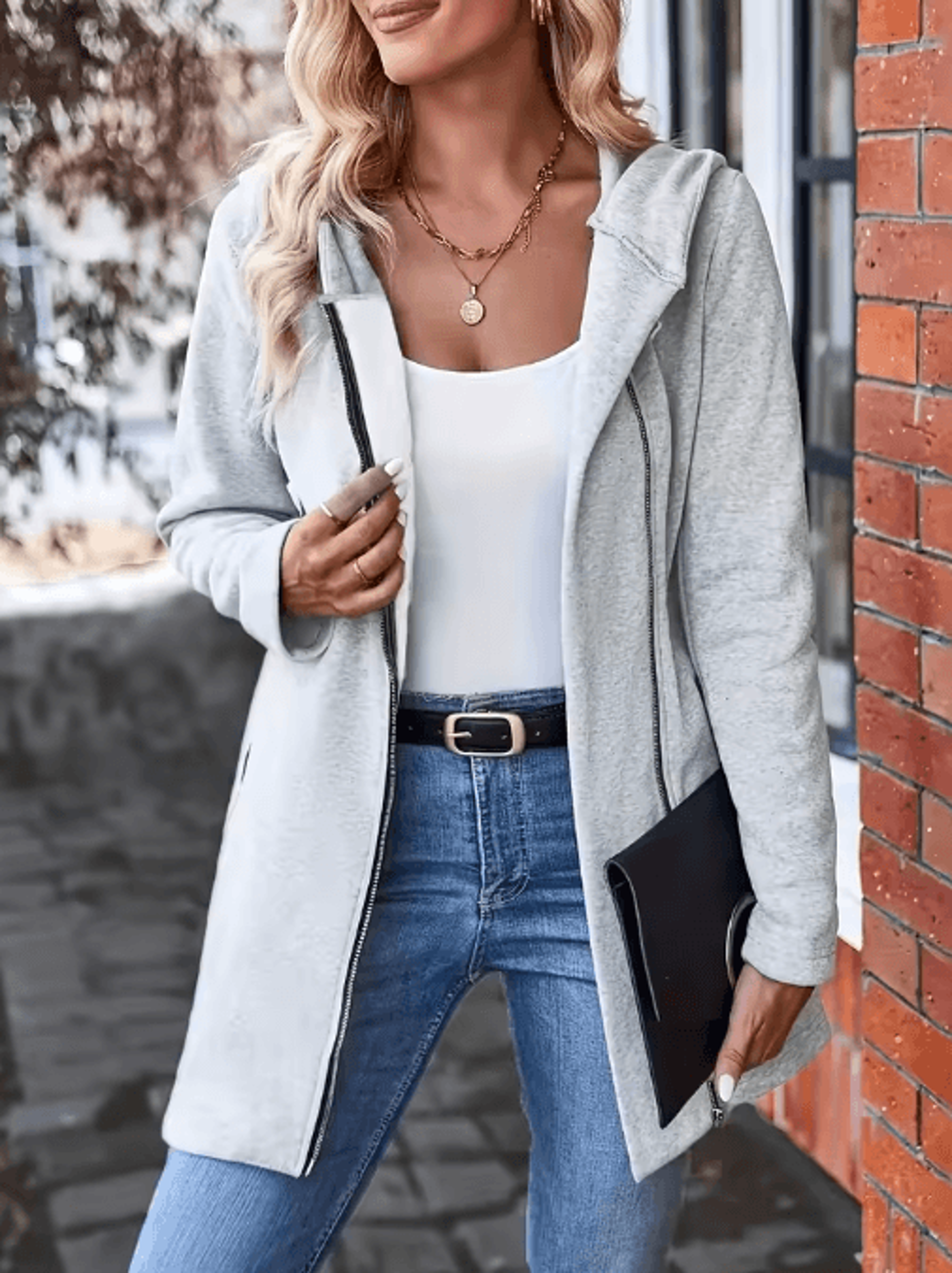comfort fit oversized hooded jacket loose casual all season outerwear