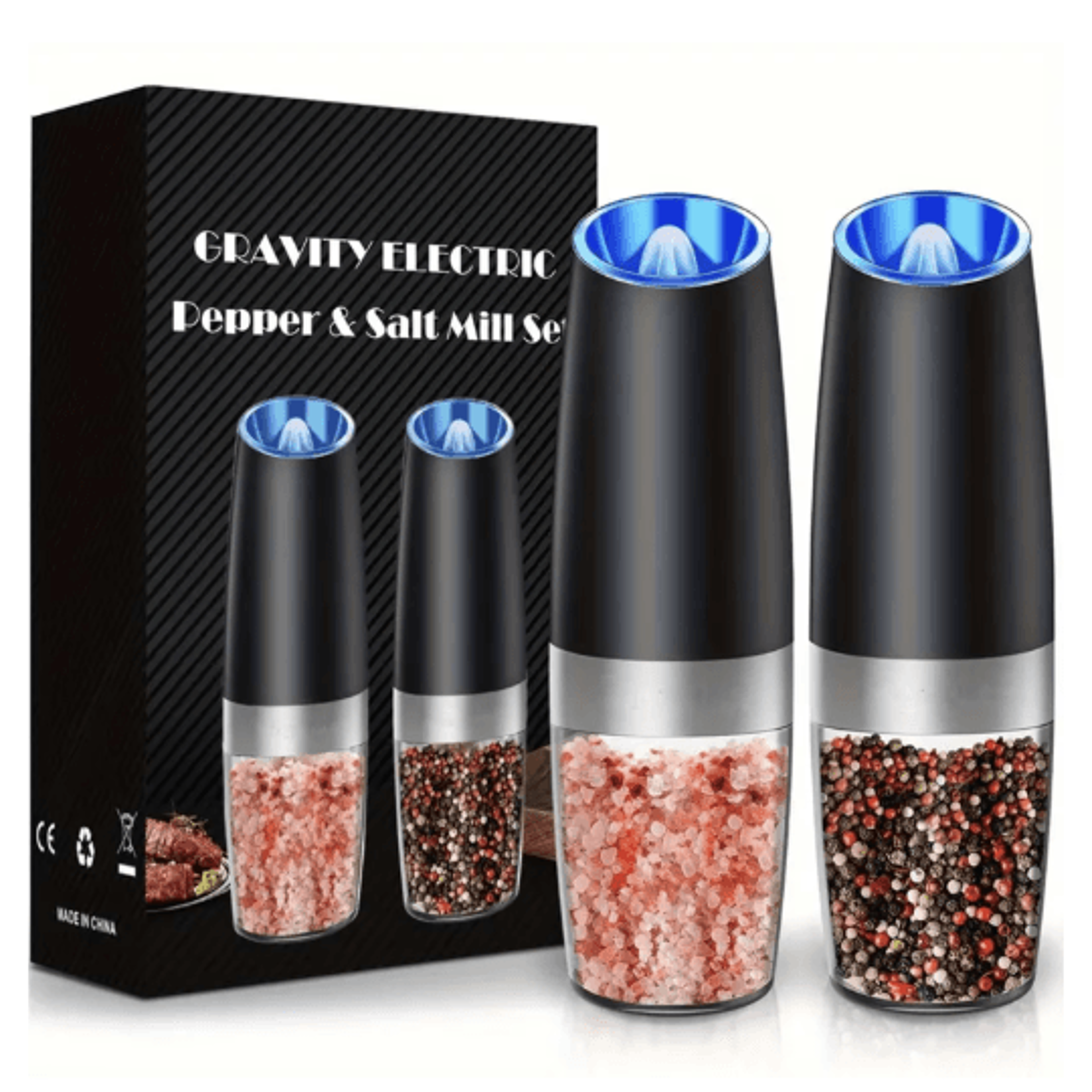 smart electric salt and pepper grinder gravity automatic adjustable spice mill
