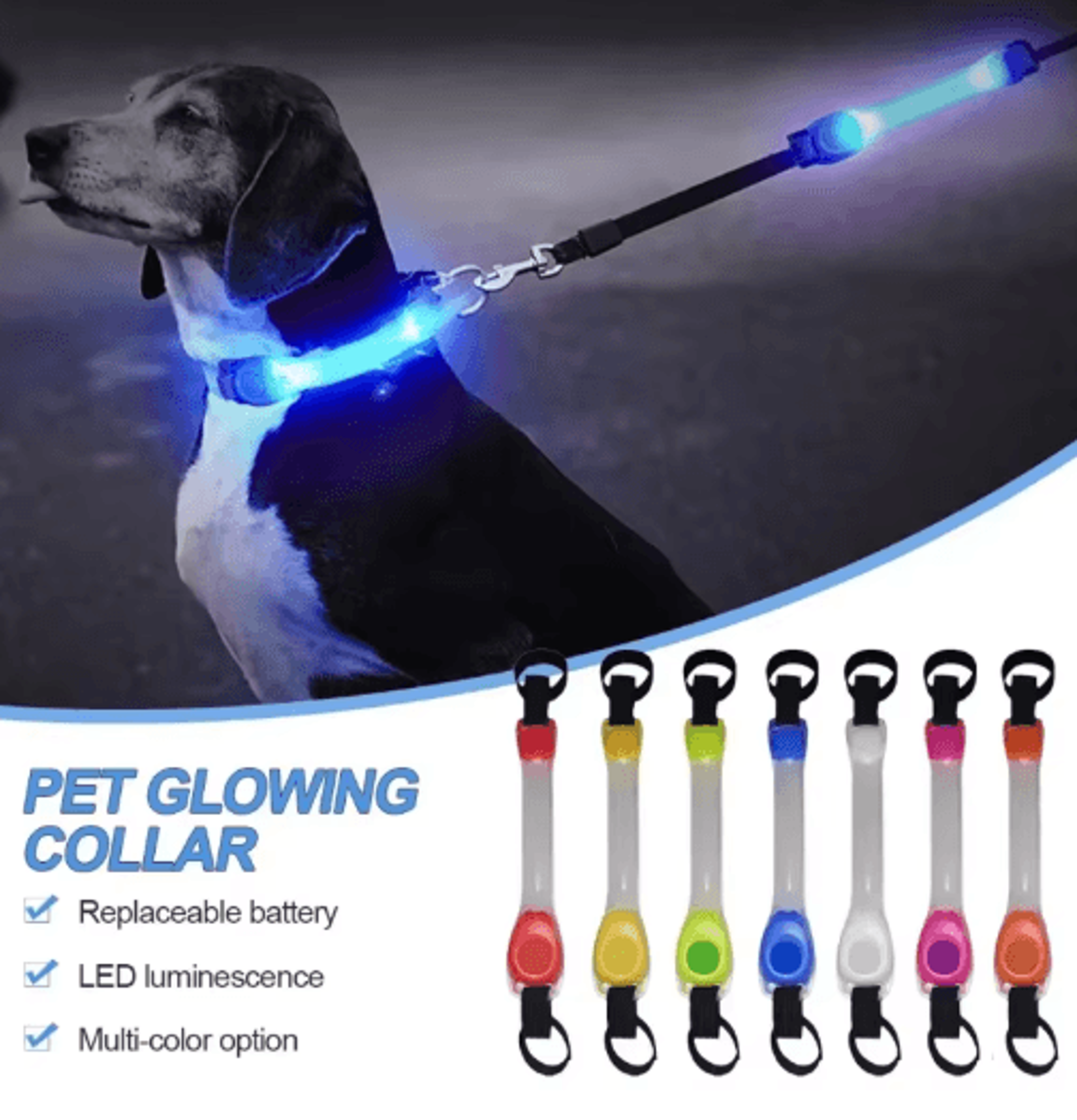 led glow dog collar & harness – waterproof reflective night safety gear