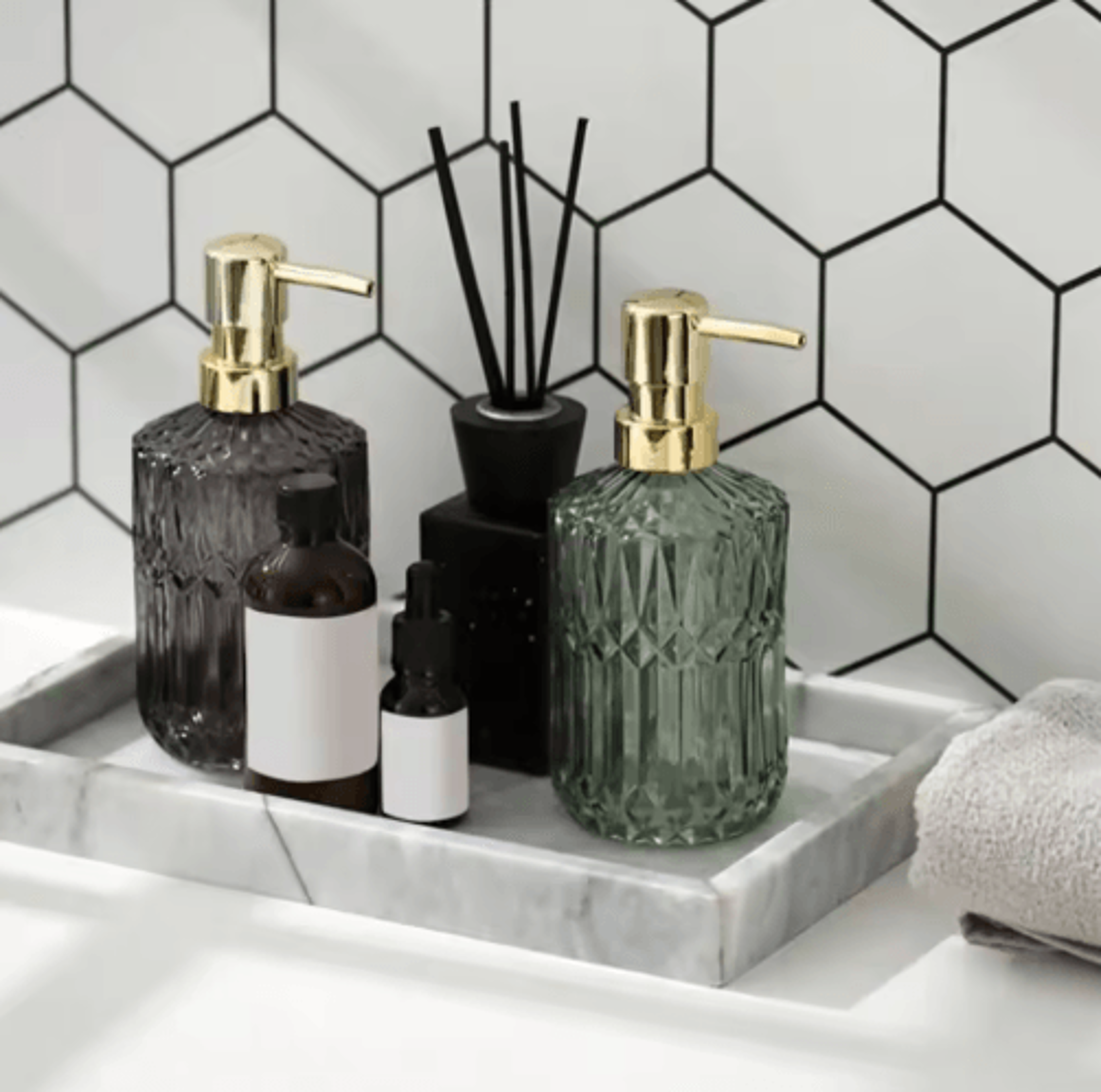 refillable glass soap dispenser – elegant bathroom liquid soap pump bottle