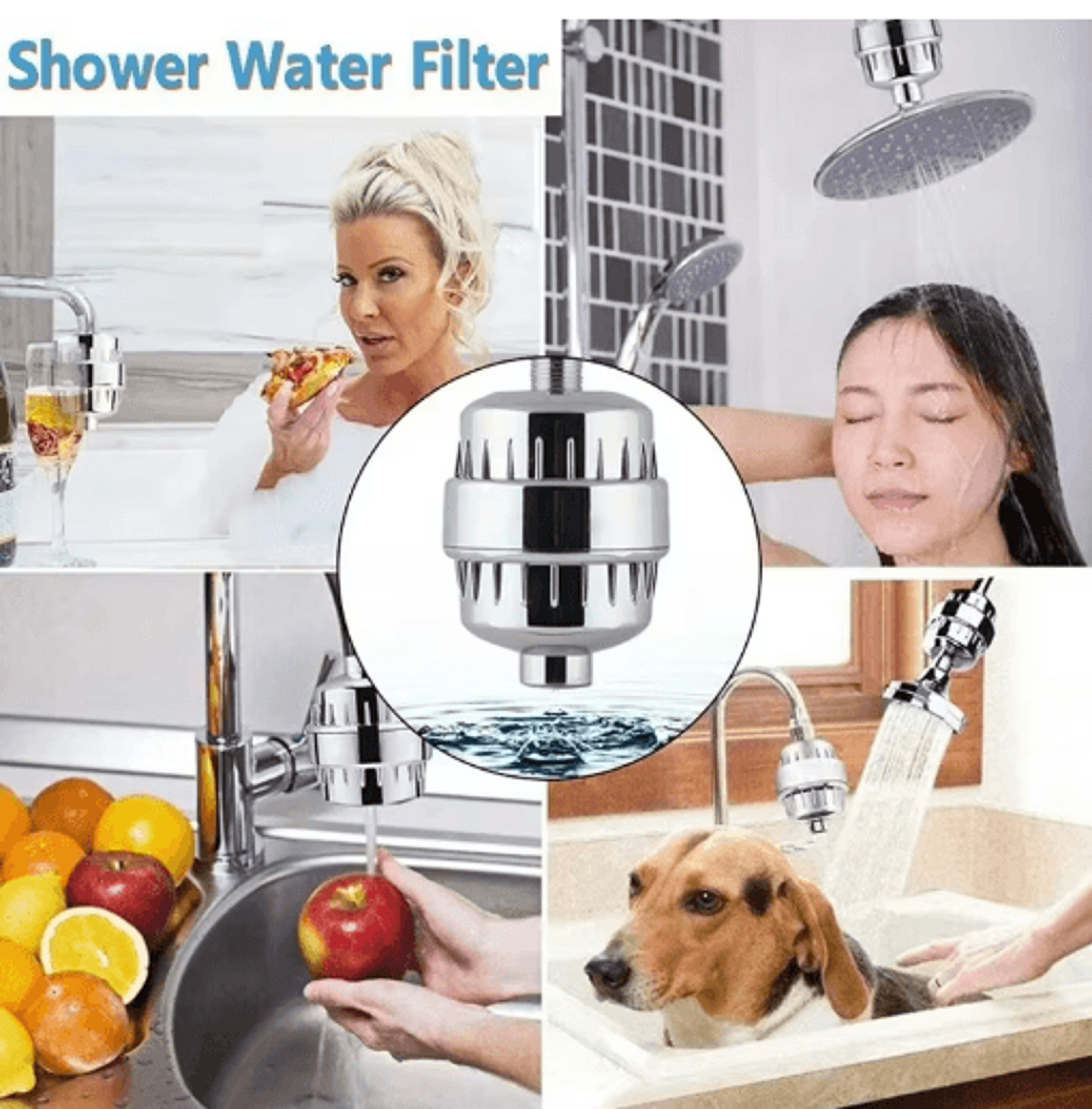 20-stage shower water filter – hard water & chlorine removal shower head