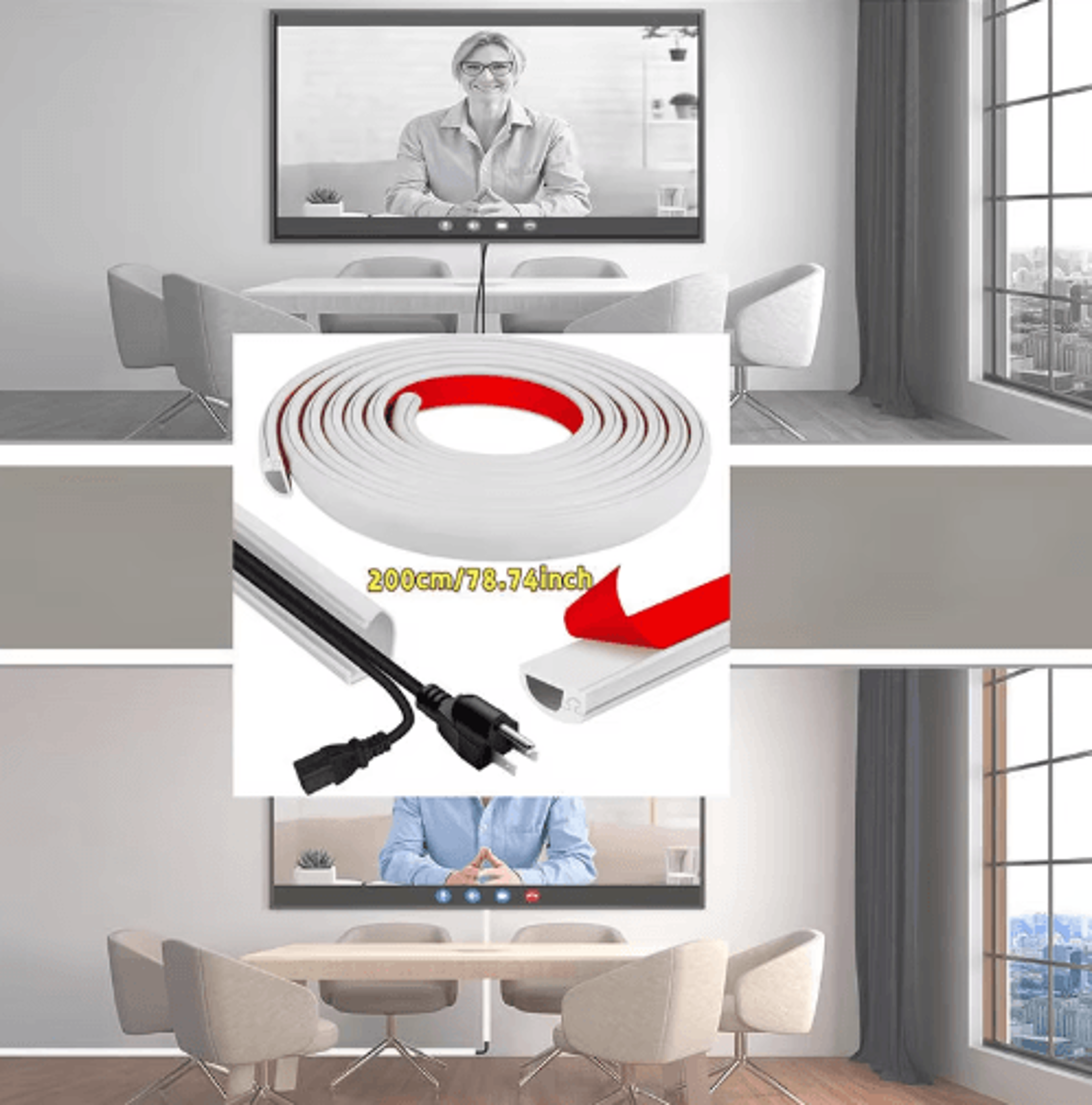 adhesive cable management channel – invisible wire cover raceway with cap