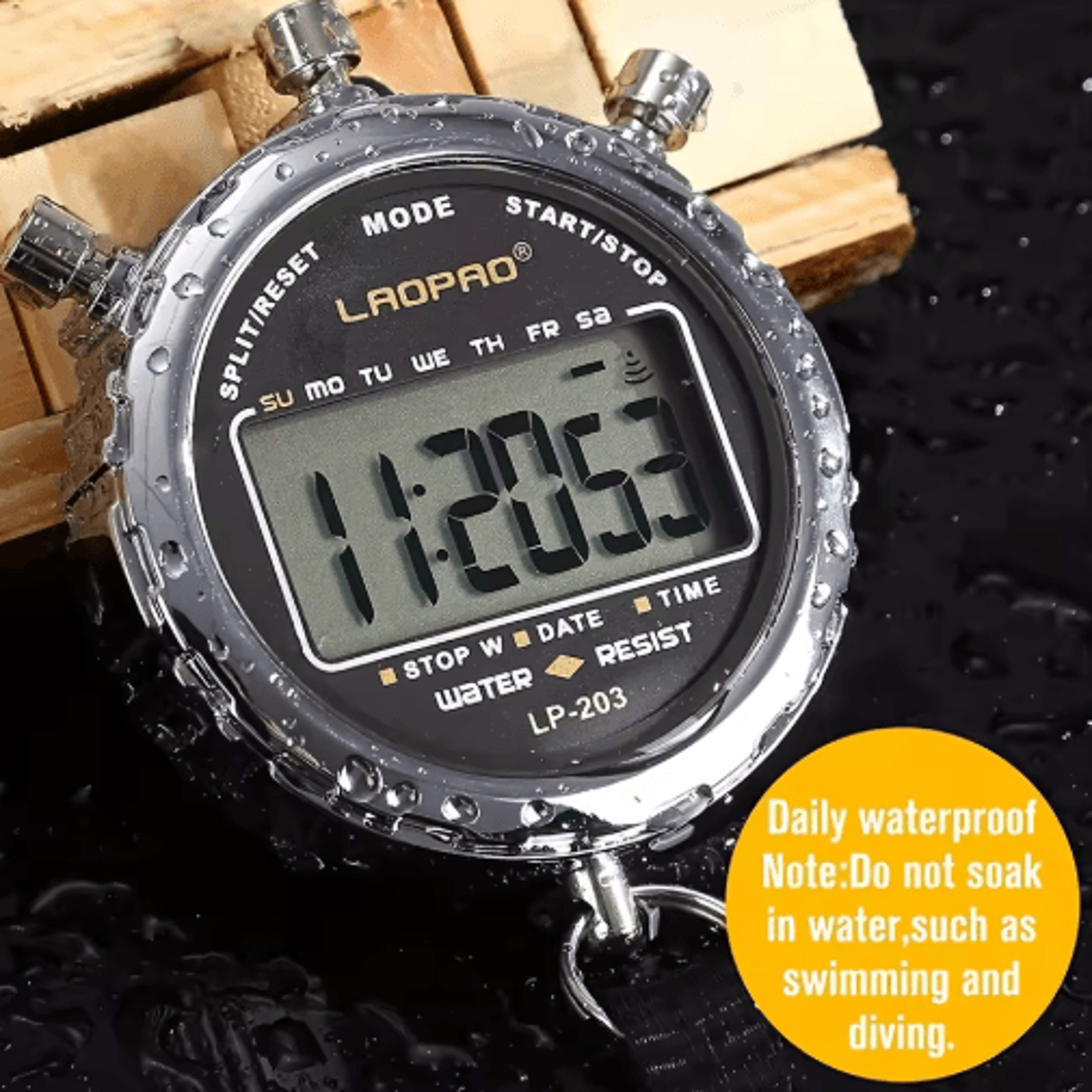 1/100 digital sports stopwatch – rainproof timer for training & competition