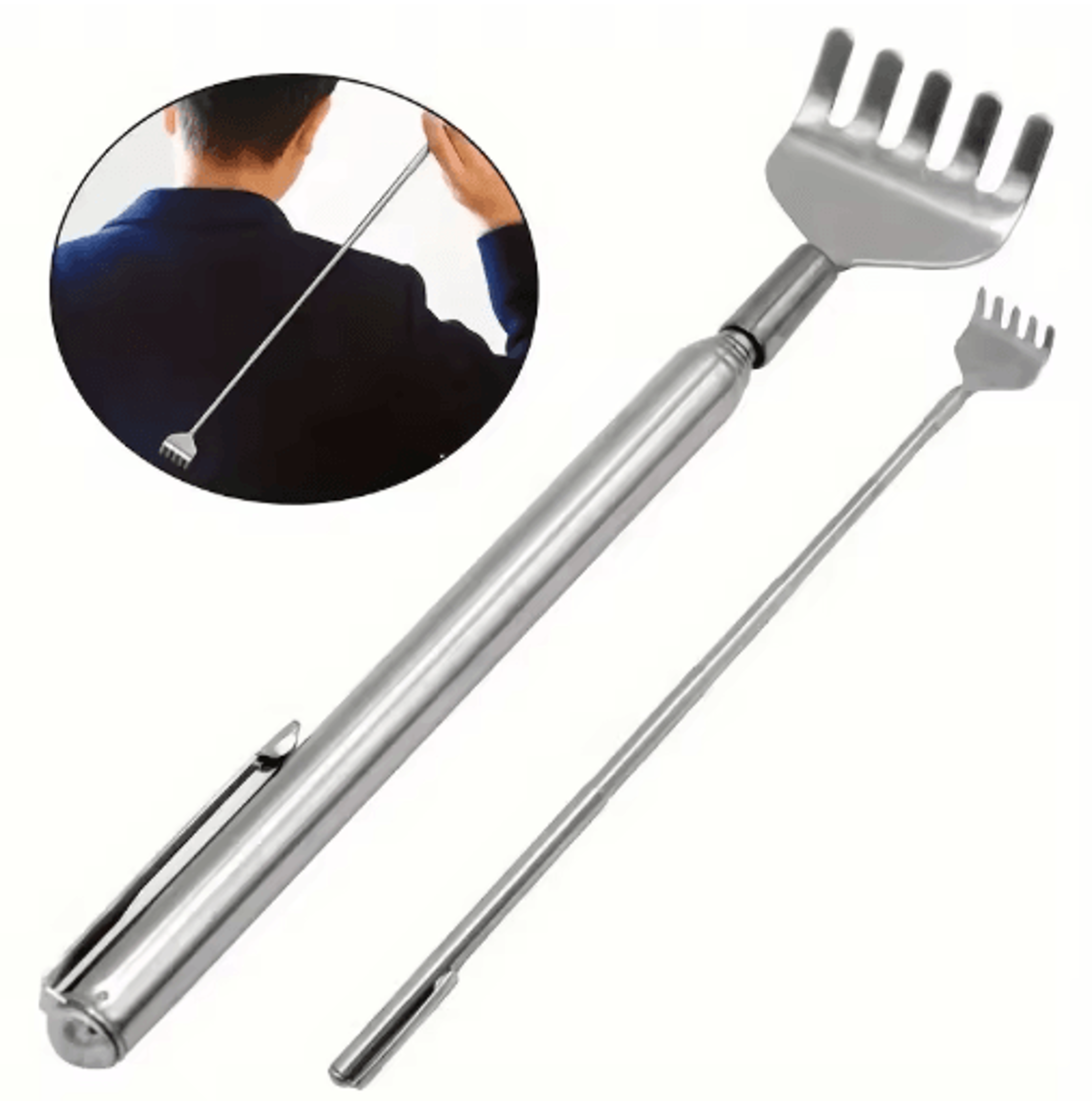 extendable stainless steel back scratcher for instant itch relief