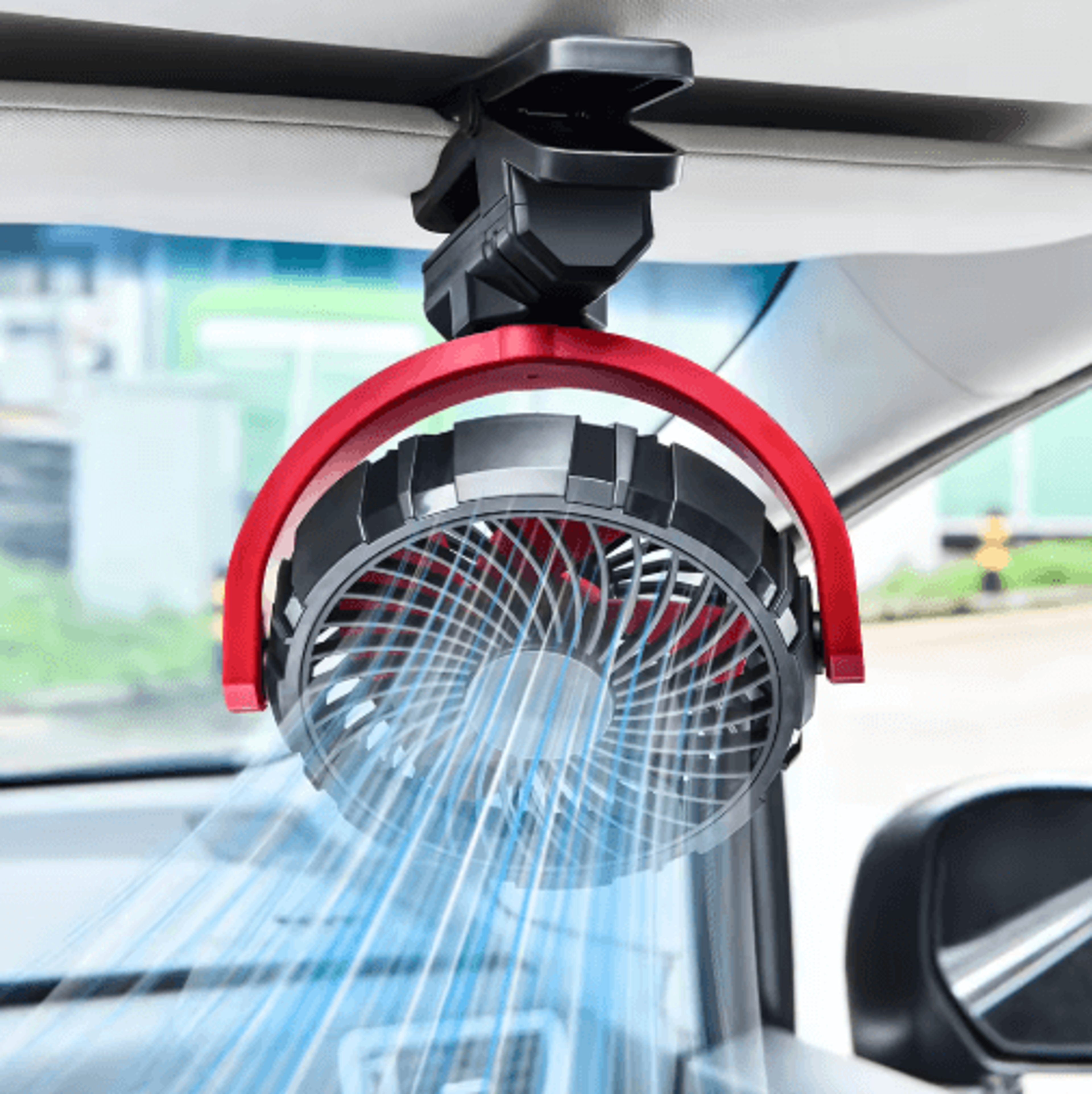 hipacool portable car cooling fan – usb rechargeable clip-on 900° rotating air cooler