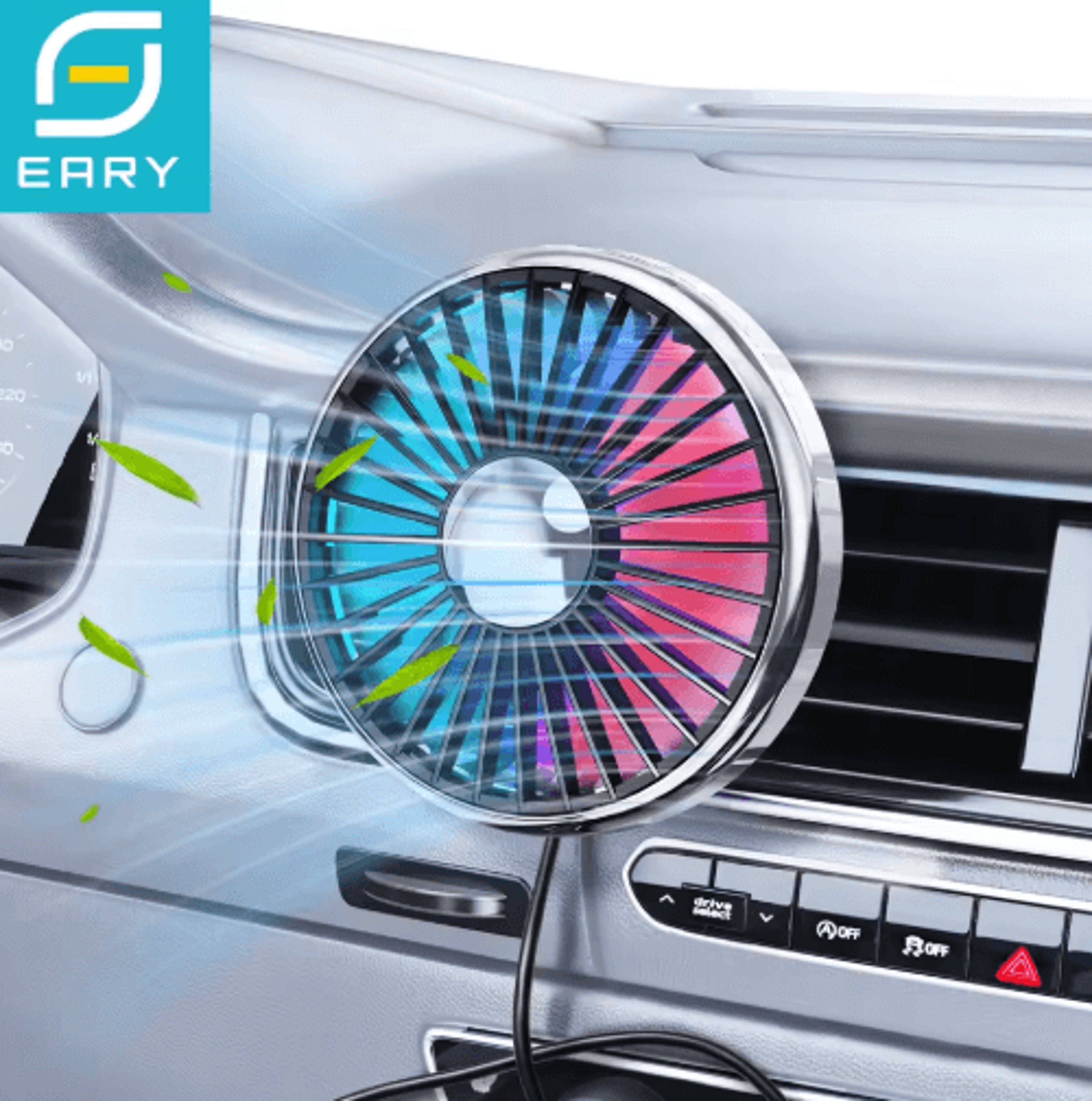 360° rotating car vent fan – portable air circulation fan with 3 speed cooling