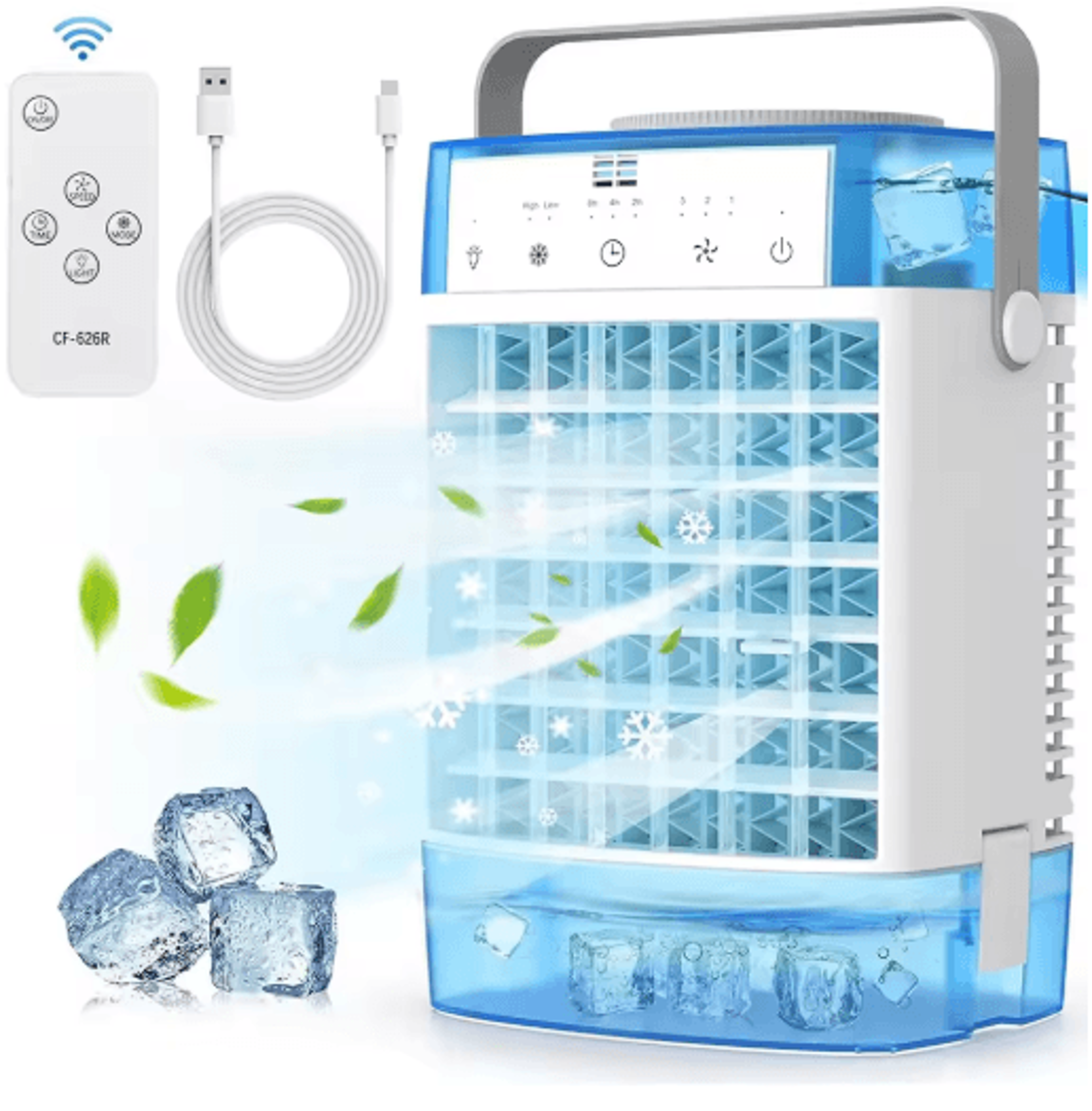 4-in-1 portable air conditioner fan – usb mini air cooler with remote, timer & humidifier