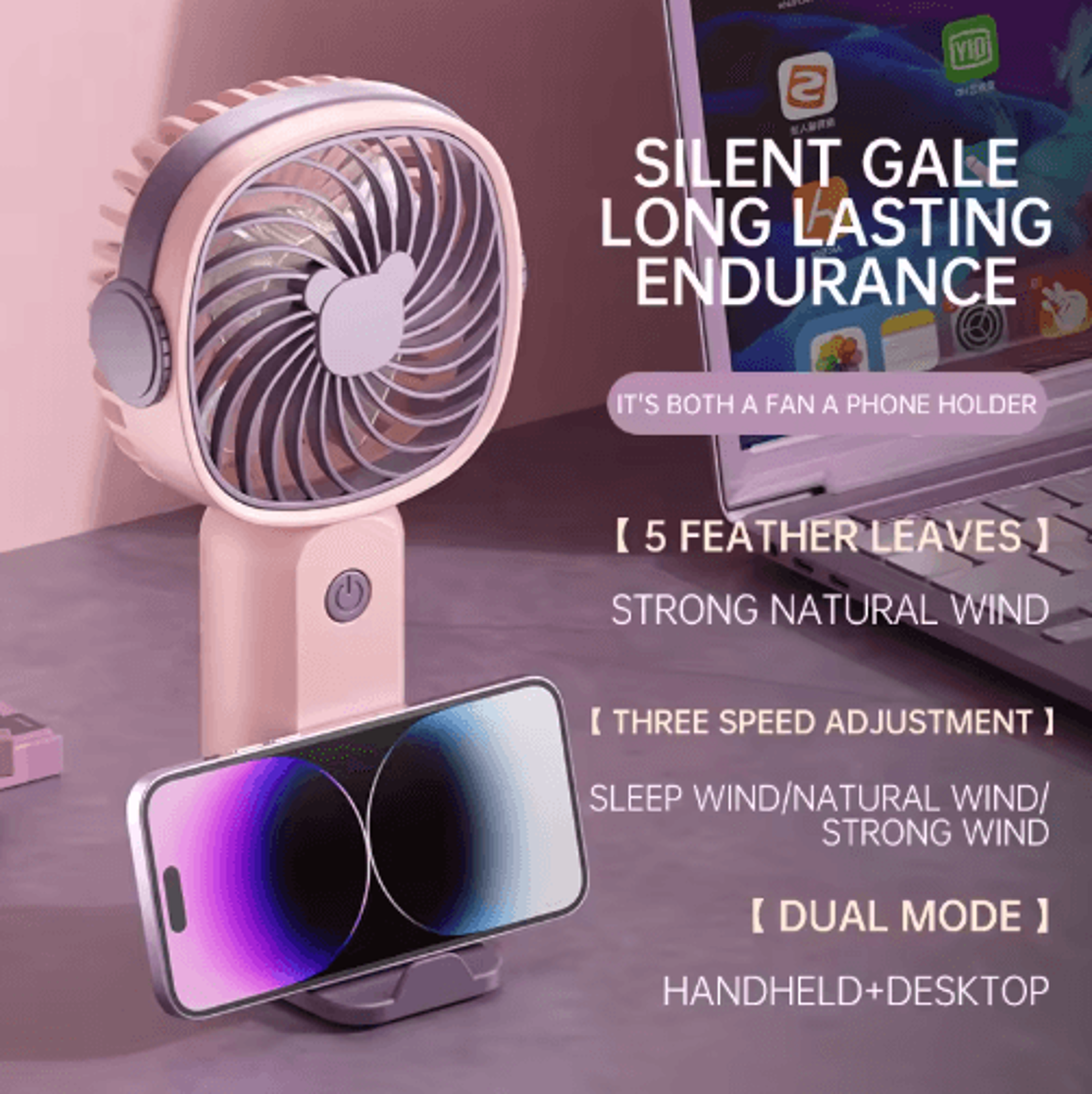 mini handheld fan with stand – usb portable desktop fan for personal cooling
