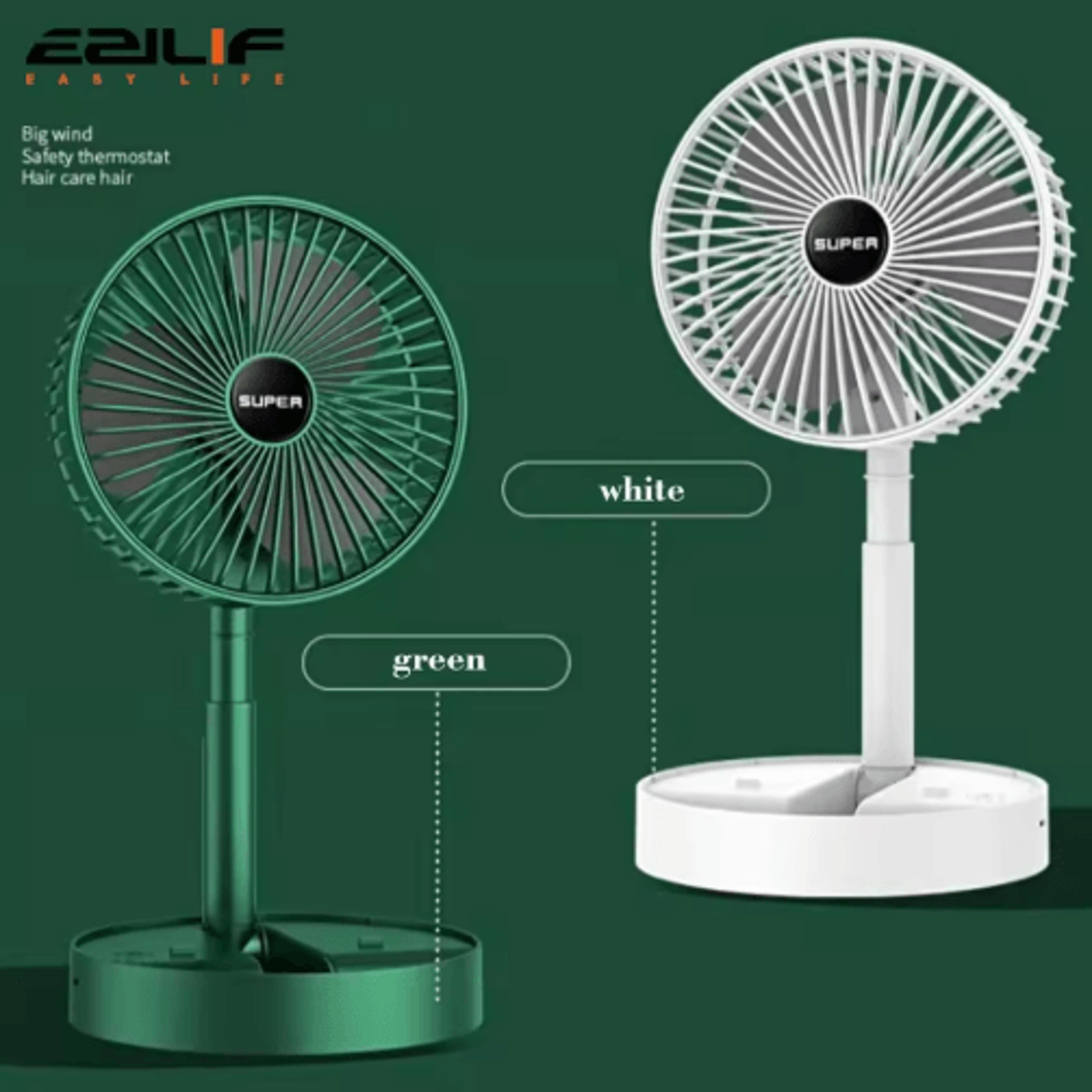 foldable mini desktop fan – usb rechargeable retractable cooling fan for dorm & office