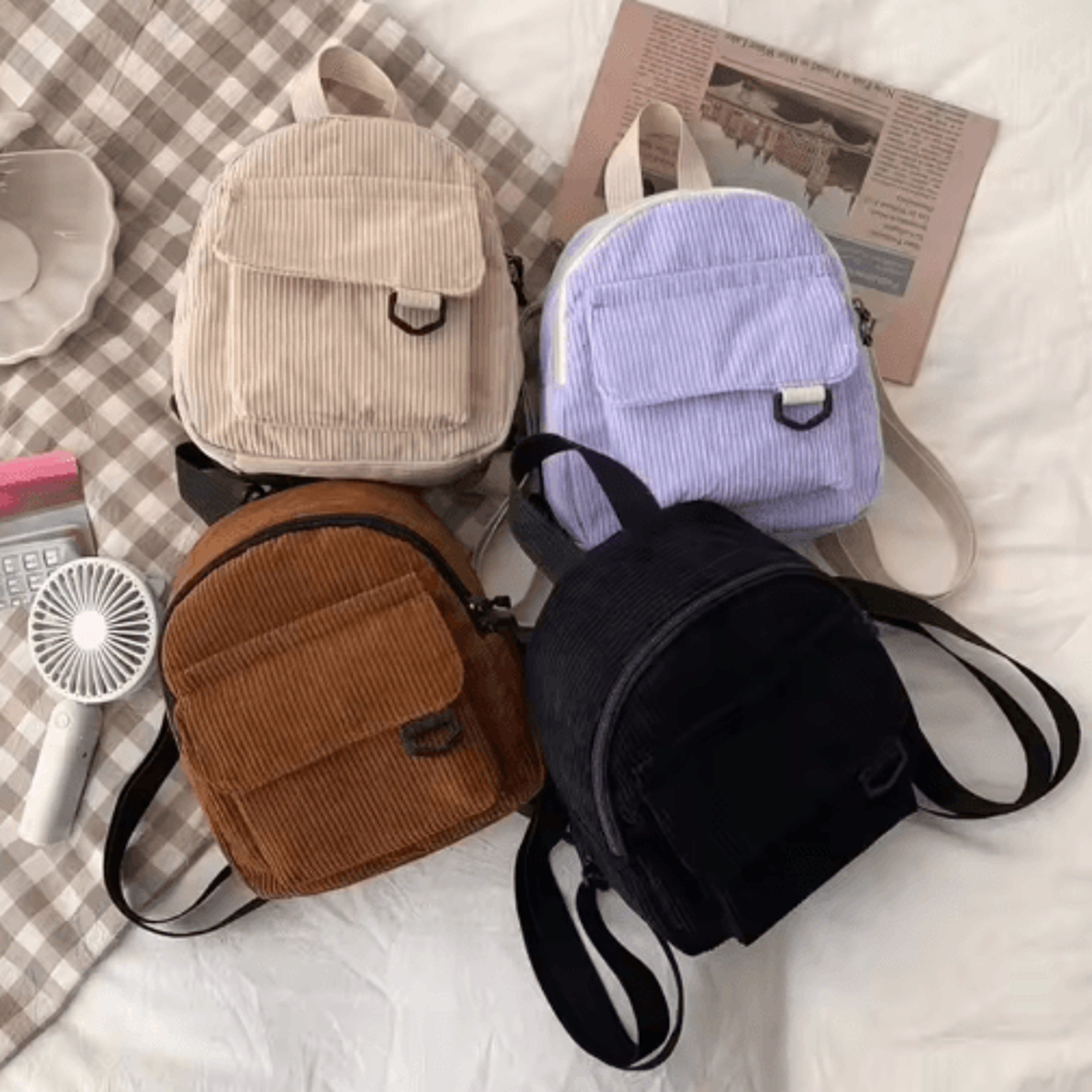 minimalist velvet mini backpack – stylish small travel backpack for women & students
