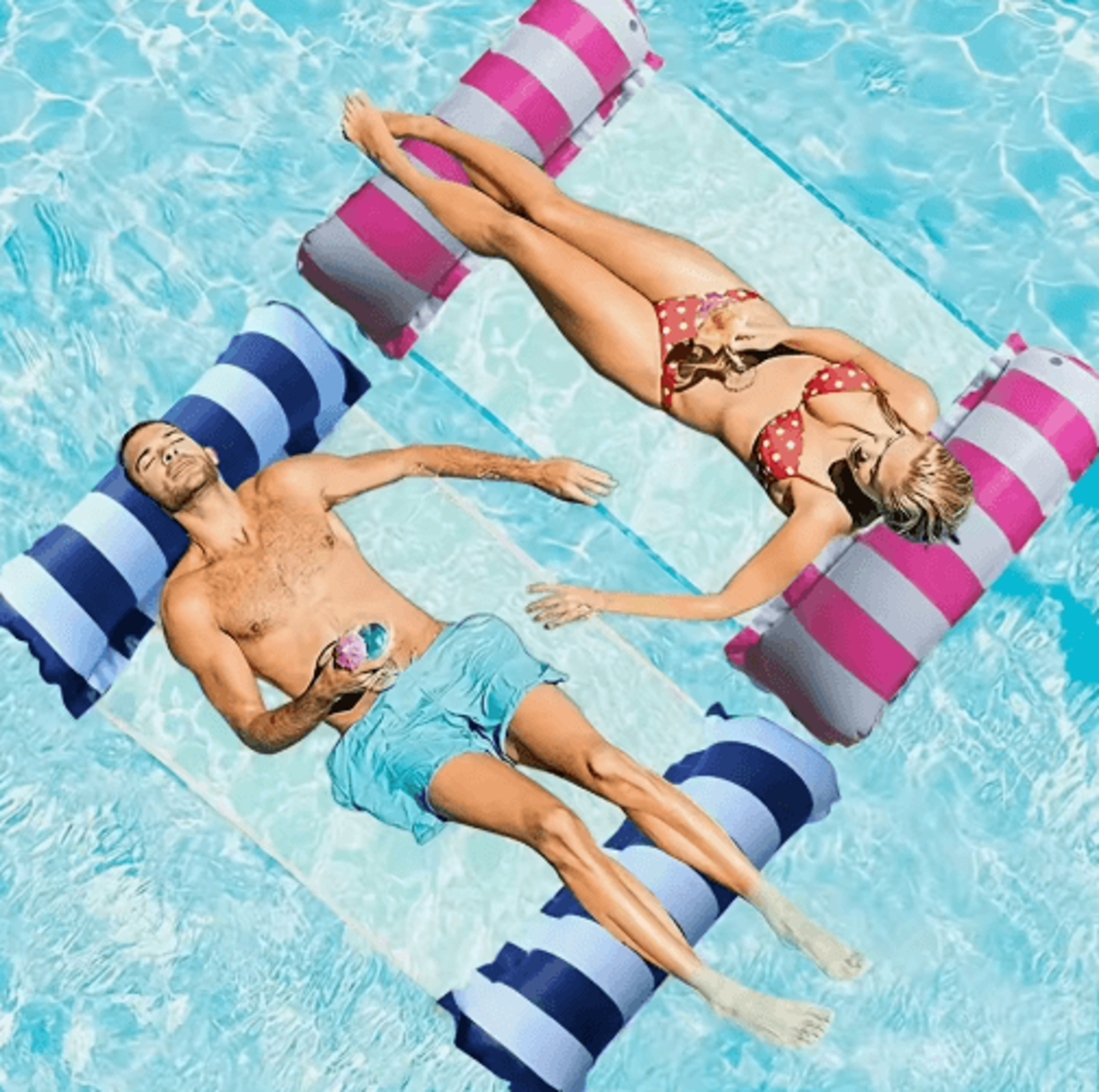 premium striped pool lounger float – durable inflatable sunbathing mattress for beach & pool