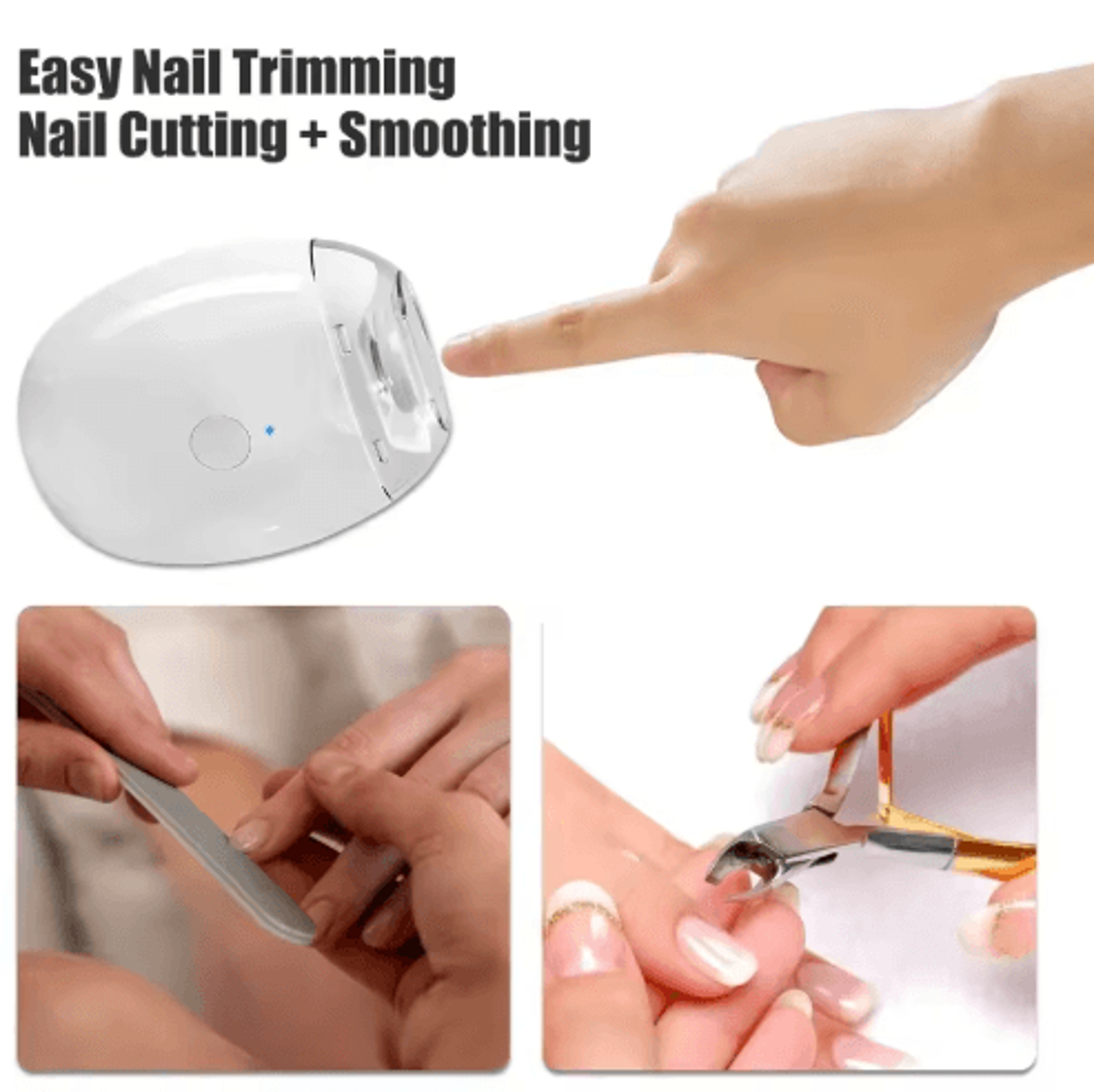 2-in-1 electric nail clipper – automatic nail trimmer with led light for baby & adults