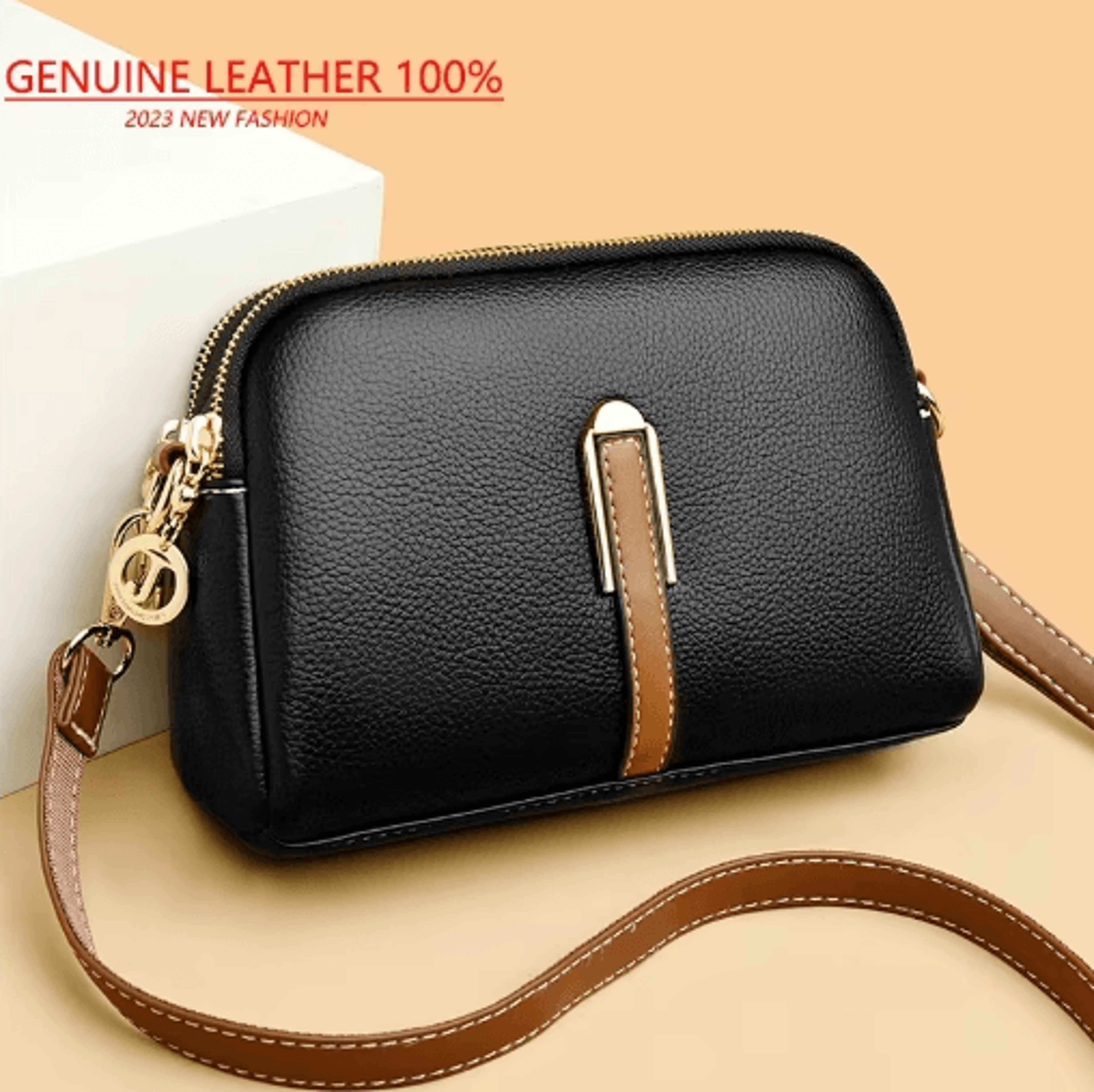 luxury cowhide leather flap bag designer women crossbody messenger handbag