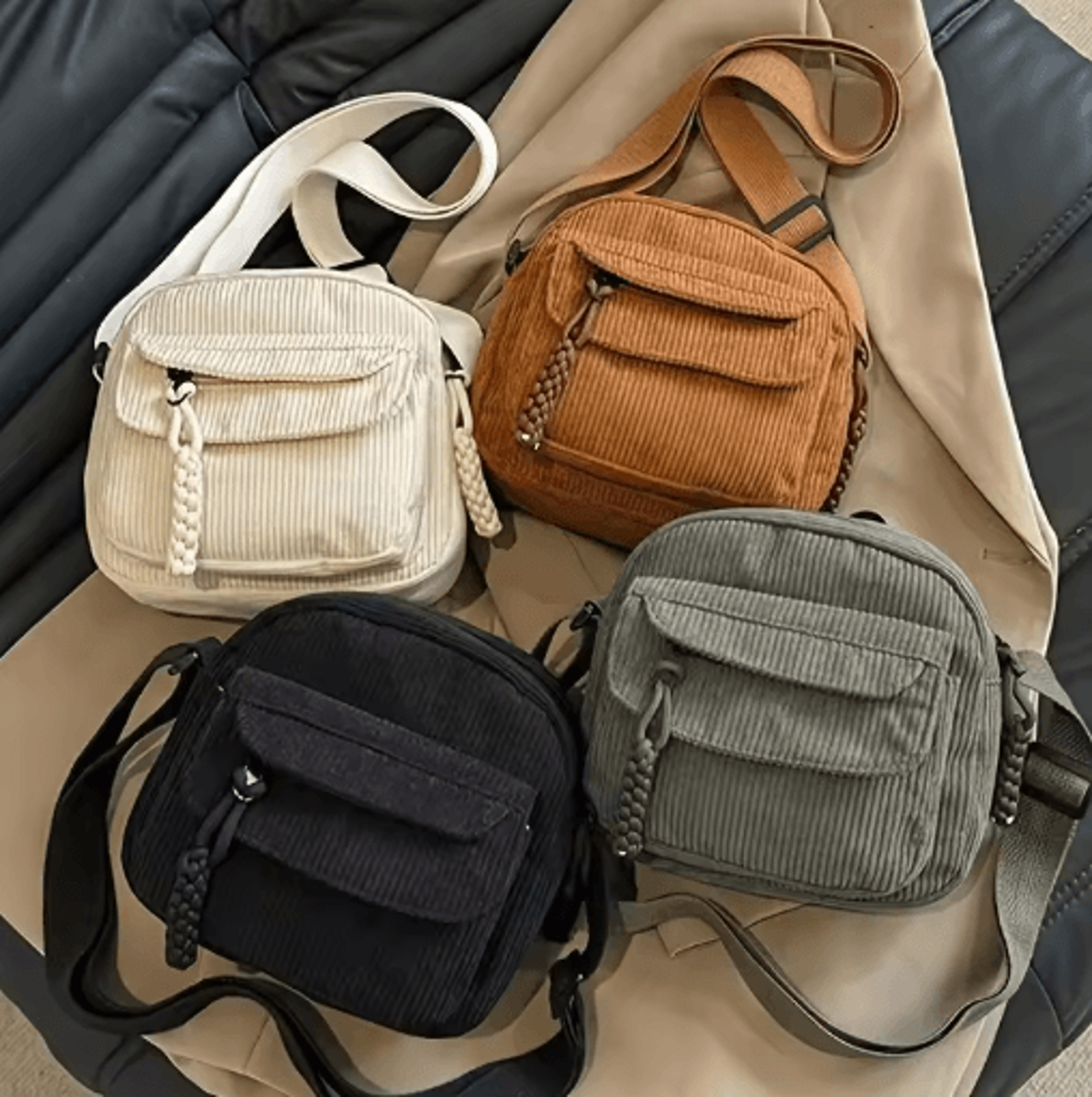 corduroy crossbody bag for women casual harajuku style multi pocket shoulder handbag