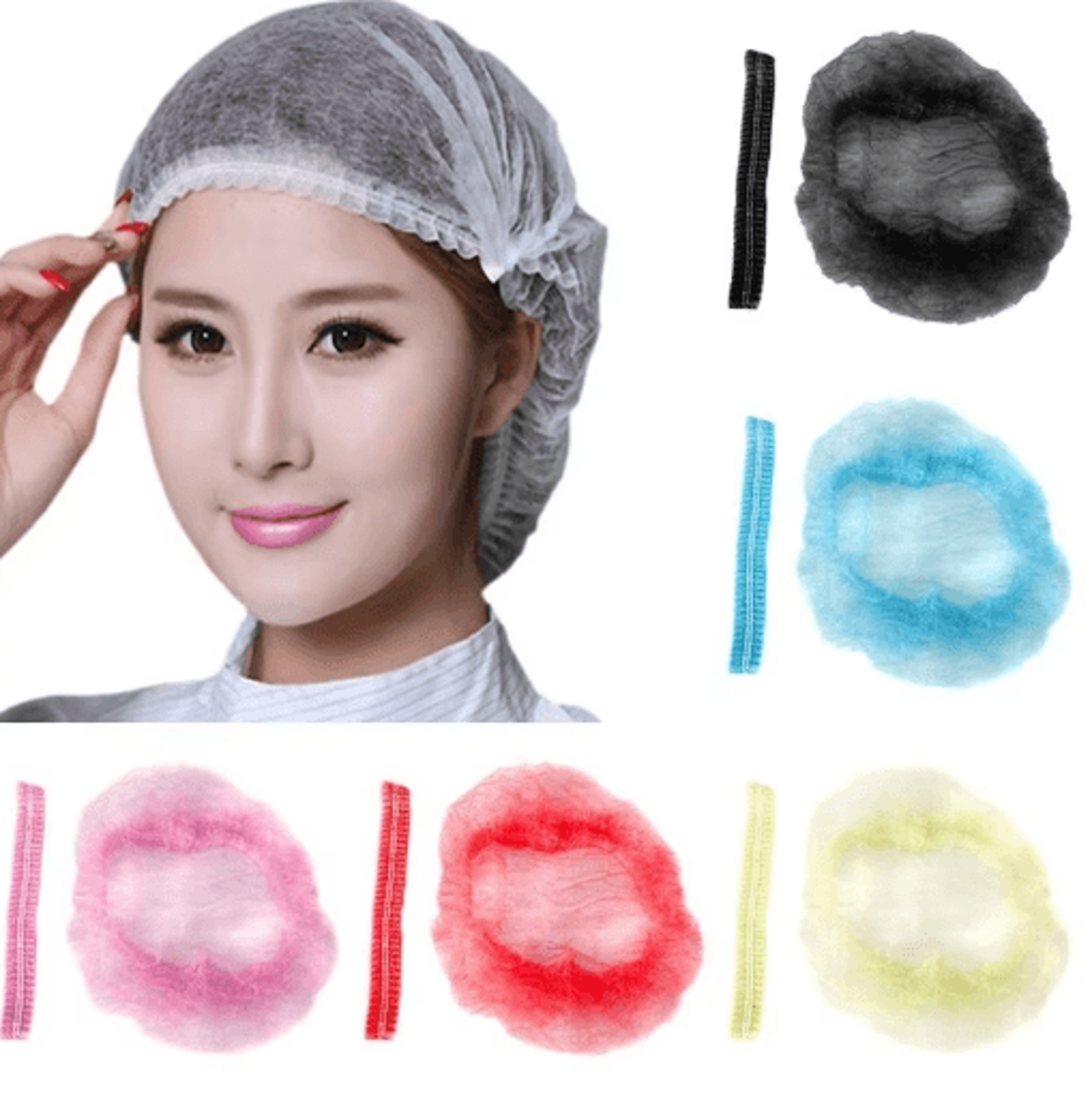 100 pcs disposable hair net caps for hygiene, beauty & food safety
