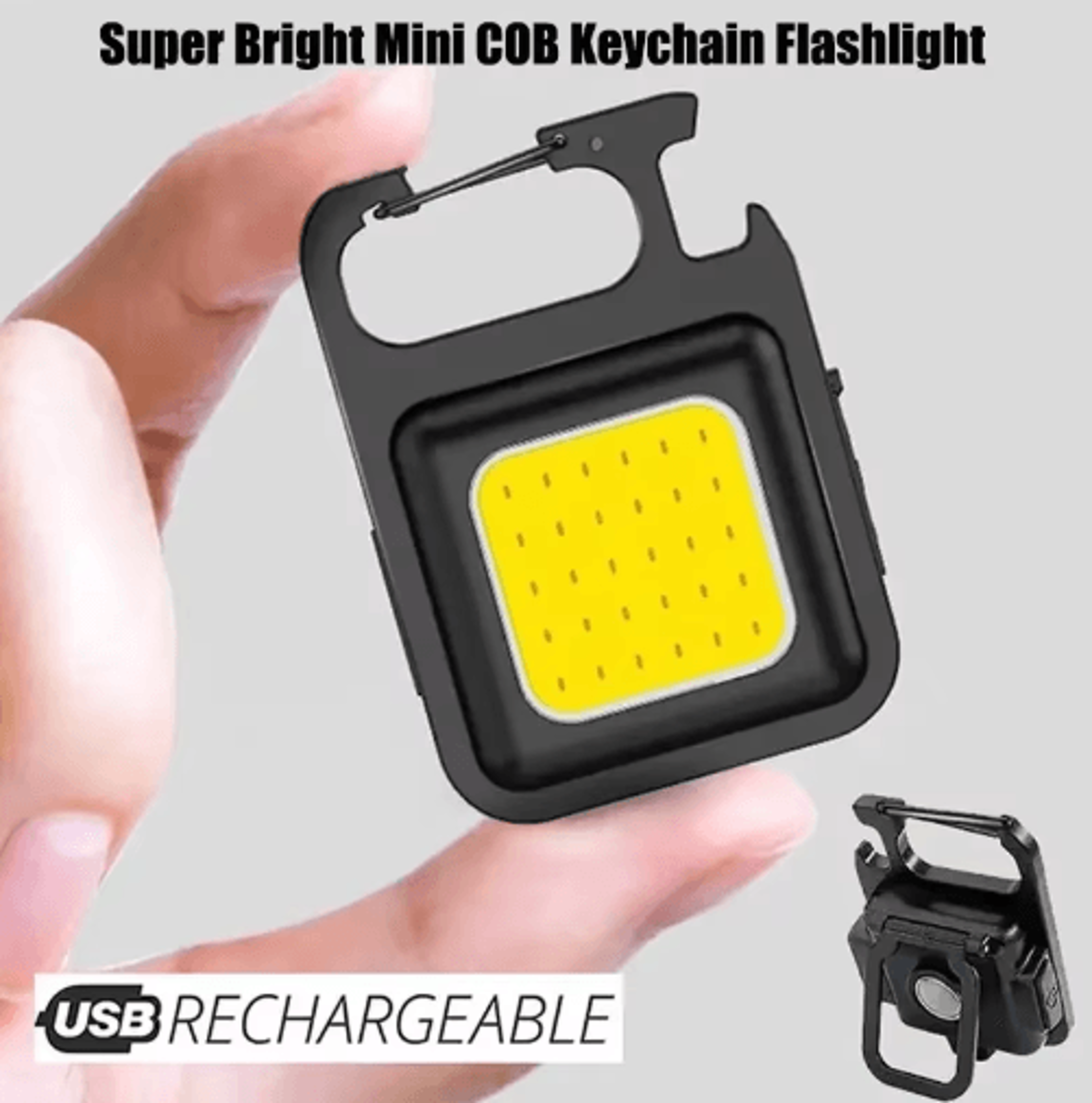 mini keychain camping light with cob rechargeable high brightness