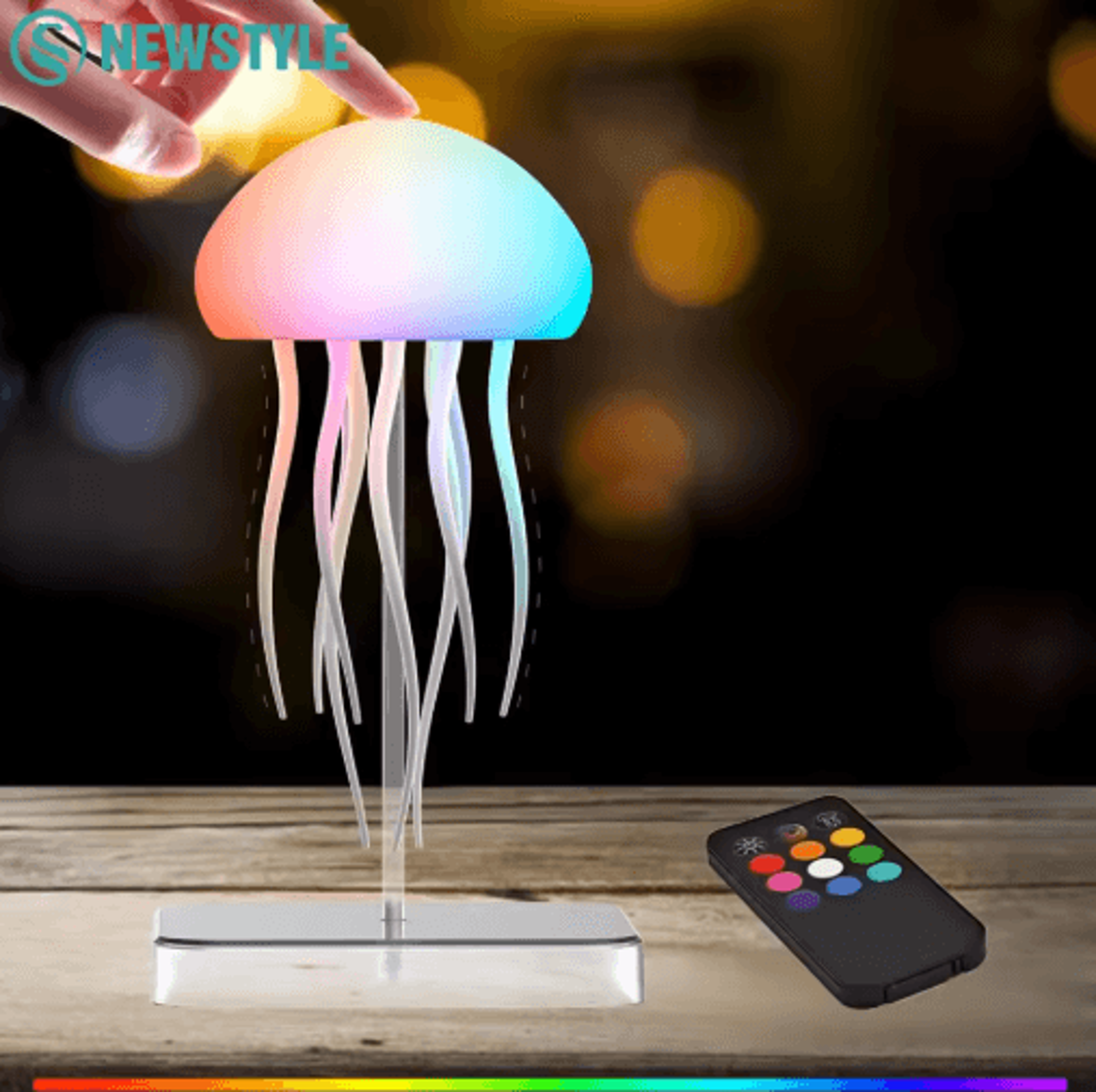 rgb jellyfish night light with remote control & rechargeable bedside glow