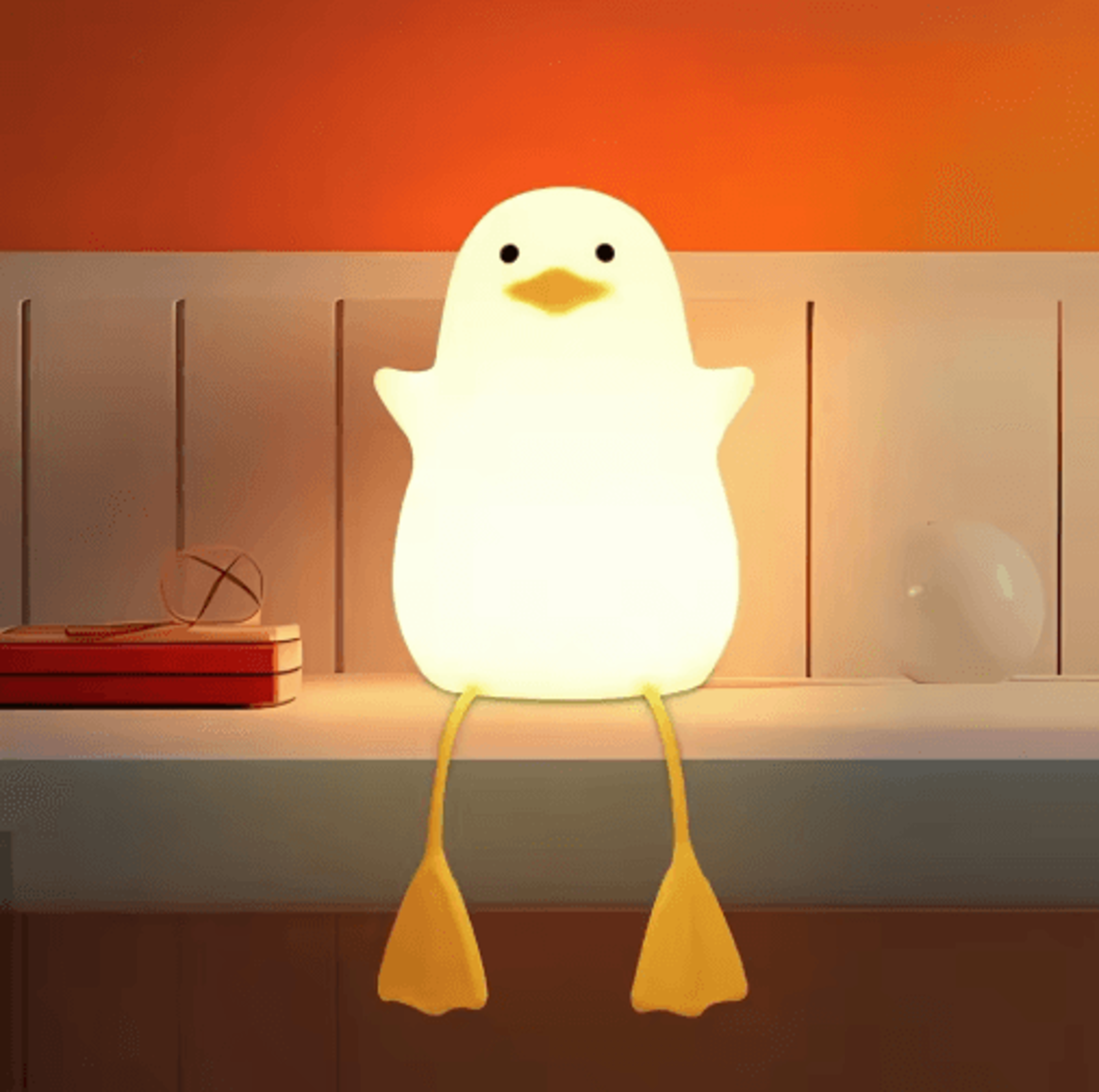 cute duck silicone night light with touch pat control & usb rechargeable design