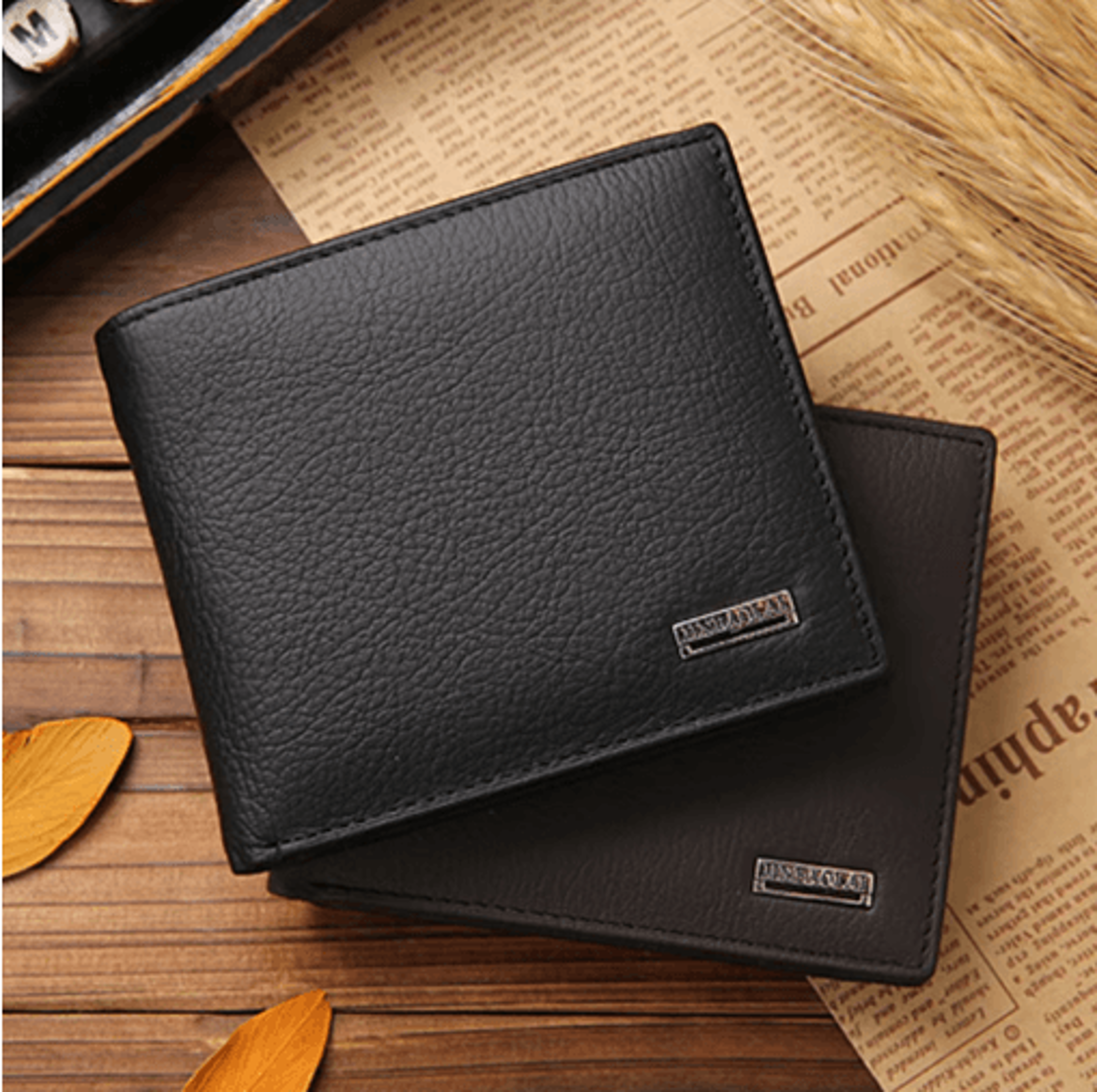 classic genuine leather men wallet with coin pocket & card holder design