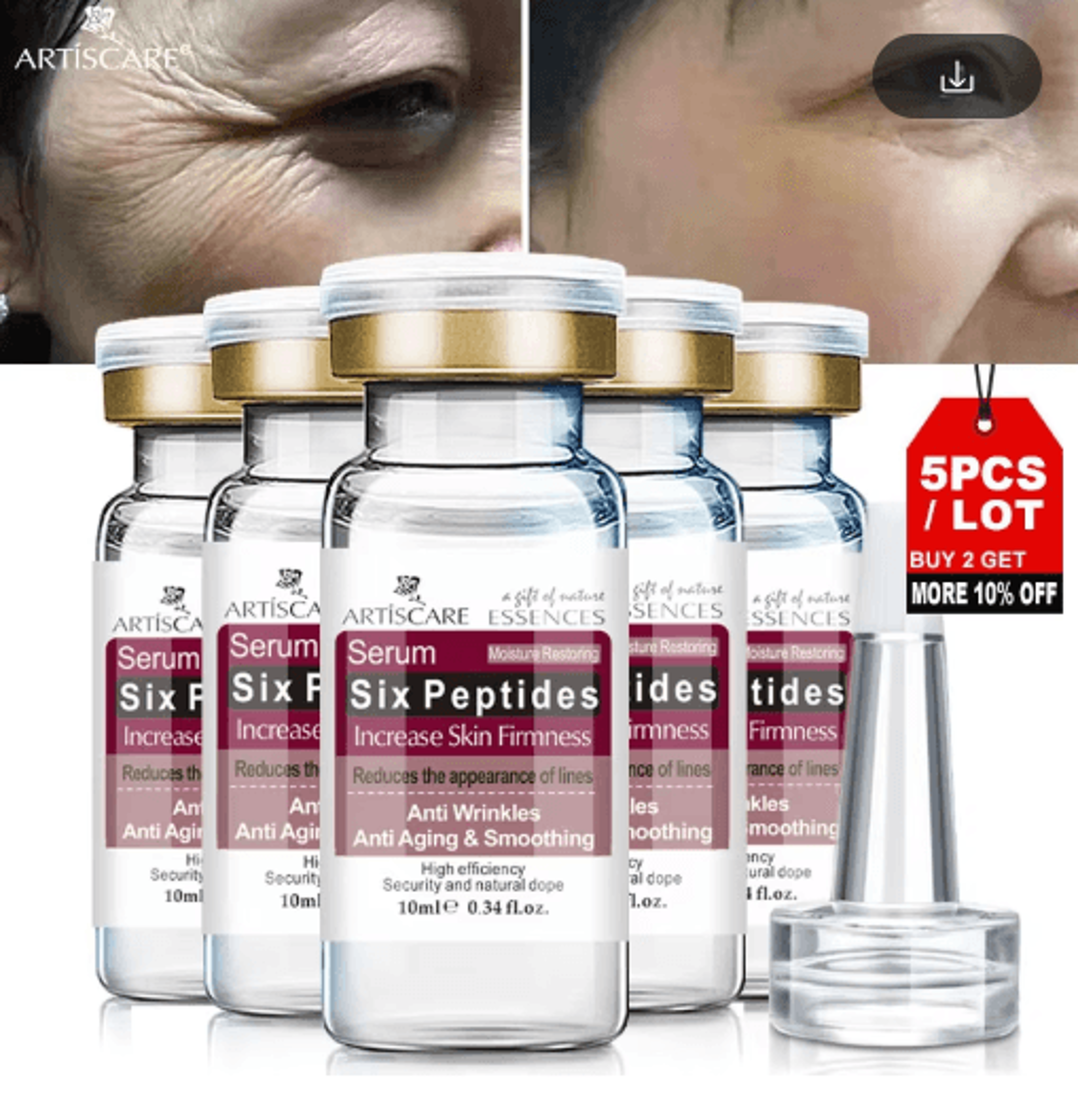 artiscare 6 peptides face serum set (5pcs) – hydrating peptide face serum for firming & skin renewal
