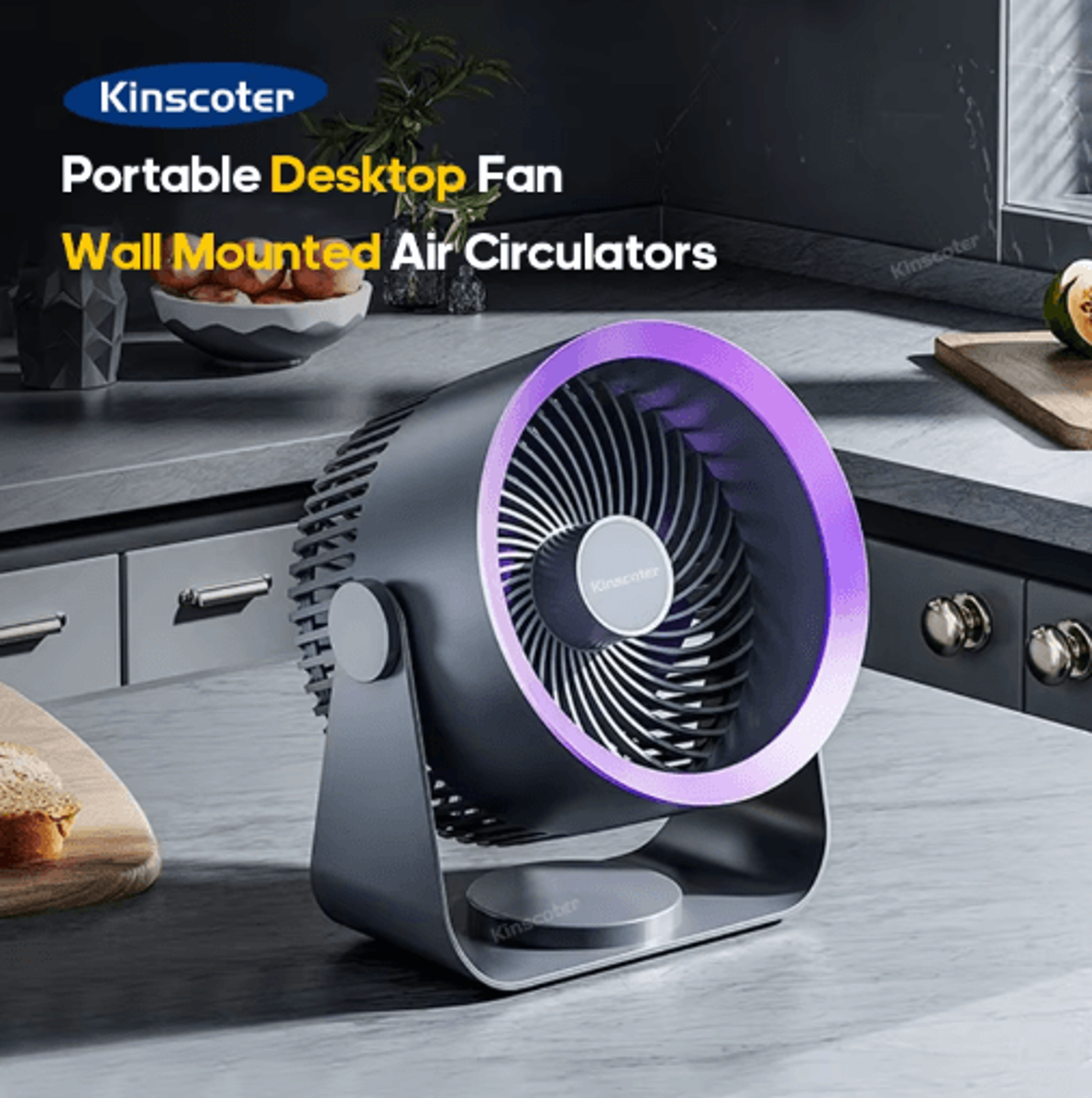 kinscoter wireless air circulator fan quiet portable cooling fan for home desk & wall use