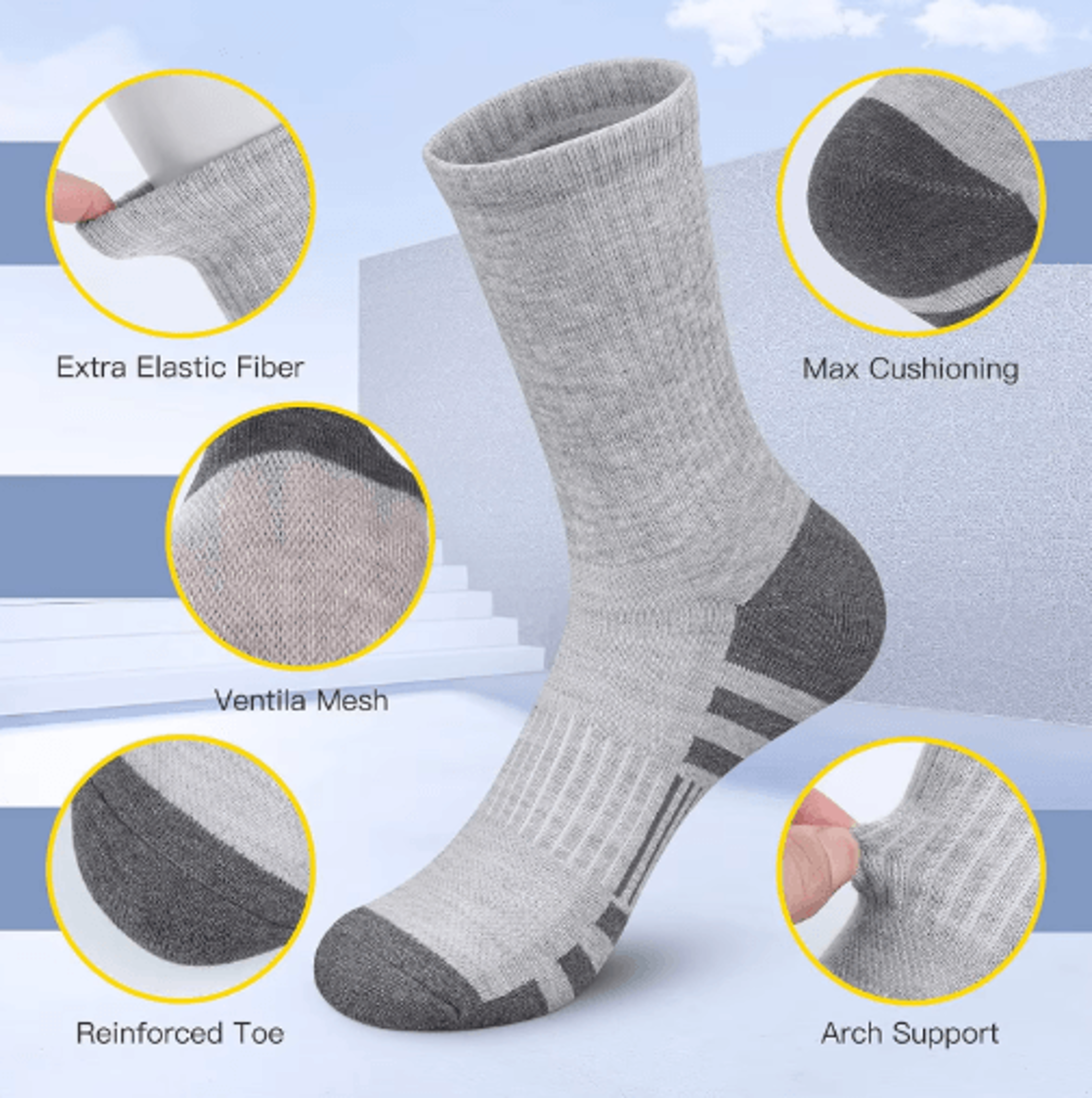 8-pack breathable cushioned running socks – durable athletic sports socks for men & women