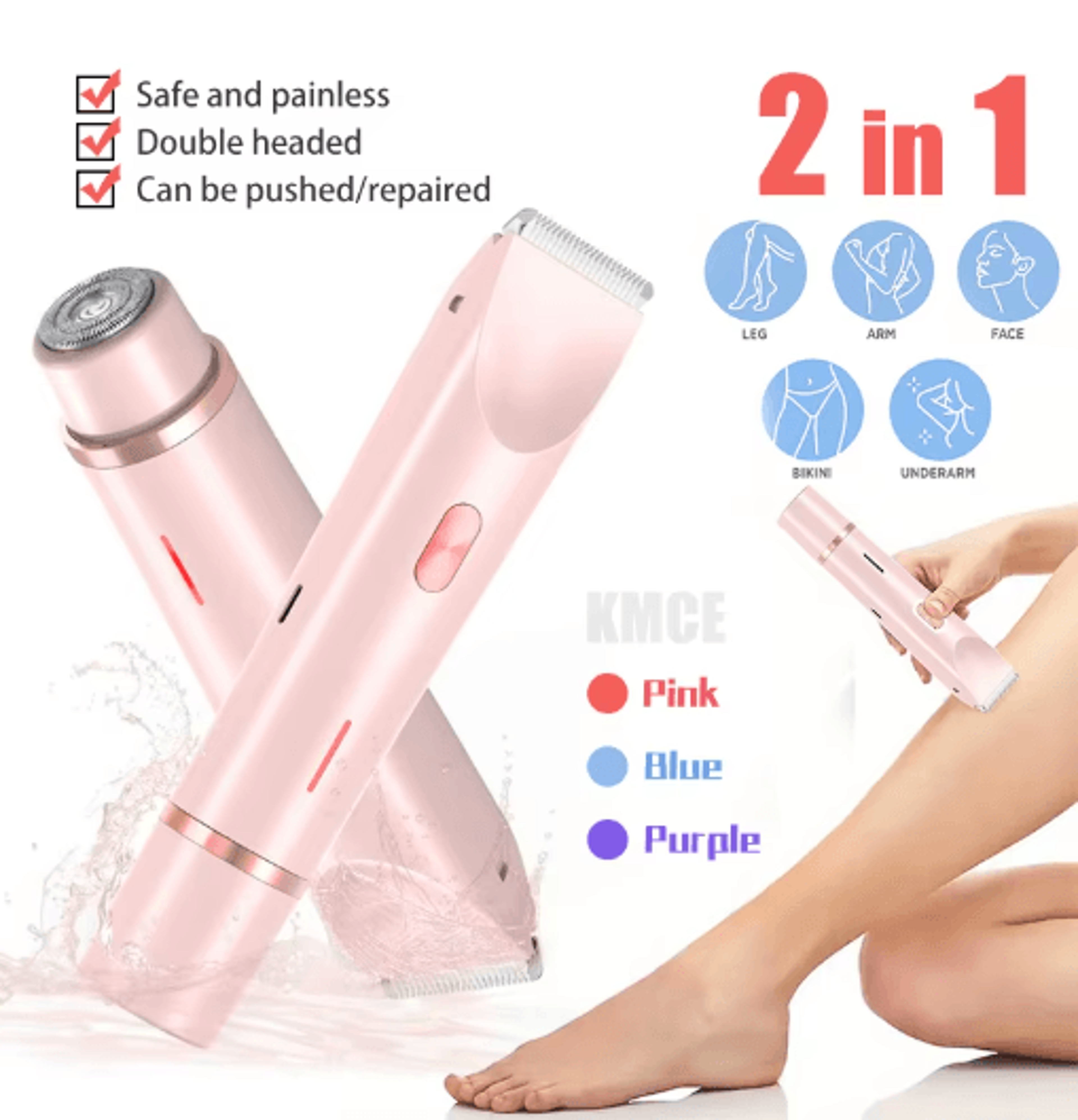 mini waterproof rechargeable womens electric shaver dual head bikini trimmer & body hair remover