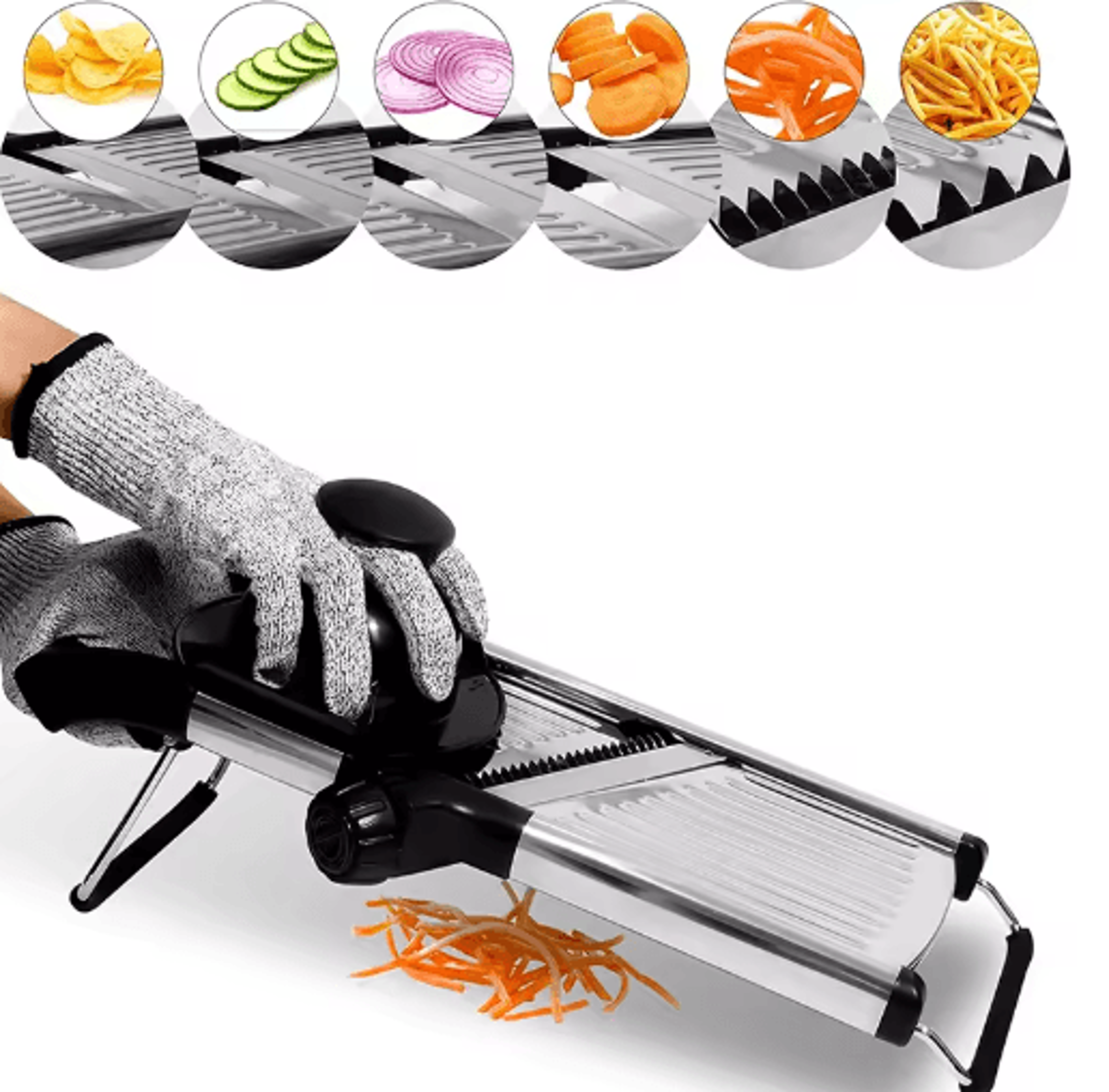 adjustable stainless steel mandoline slicer – multi-blade vegetable cutter & food prep tool