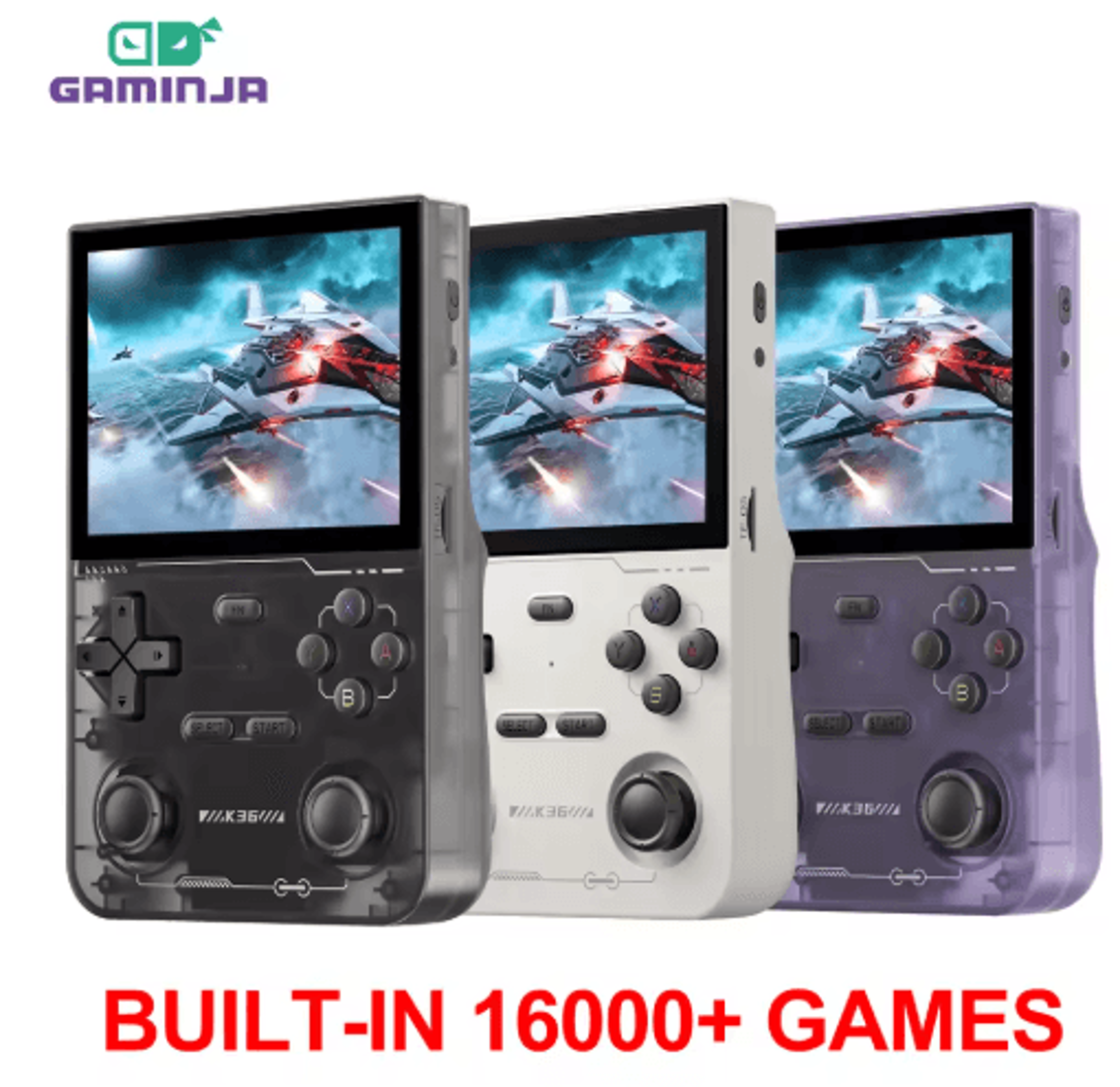 gaminja k36 handheld game console – 3.5 ips screen with 64gb classic games