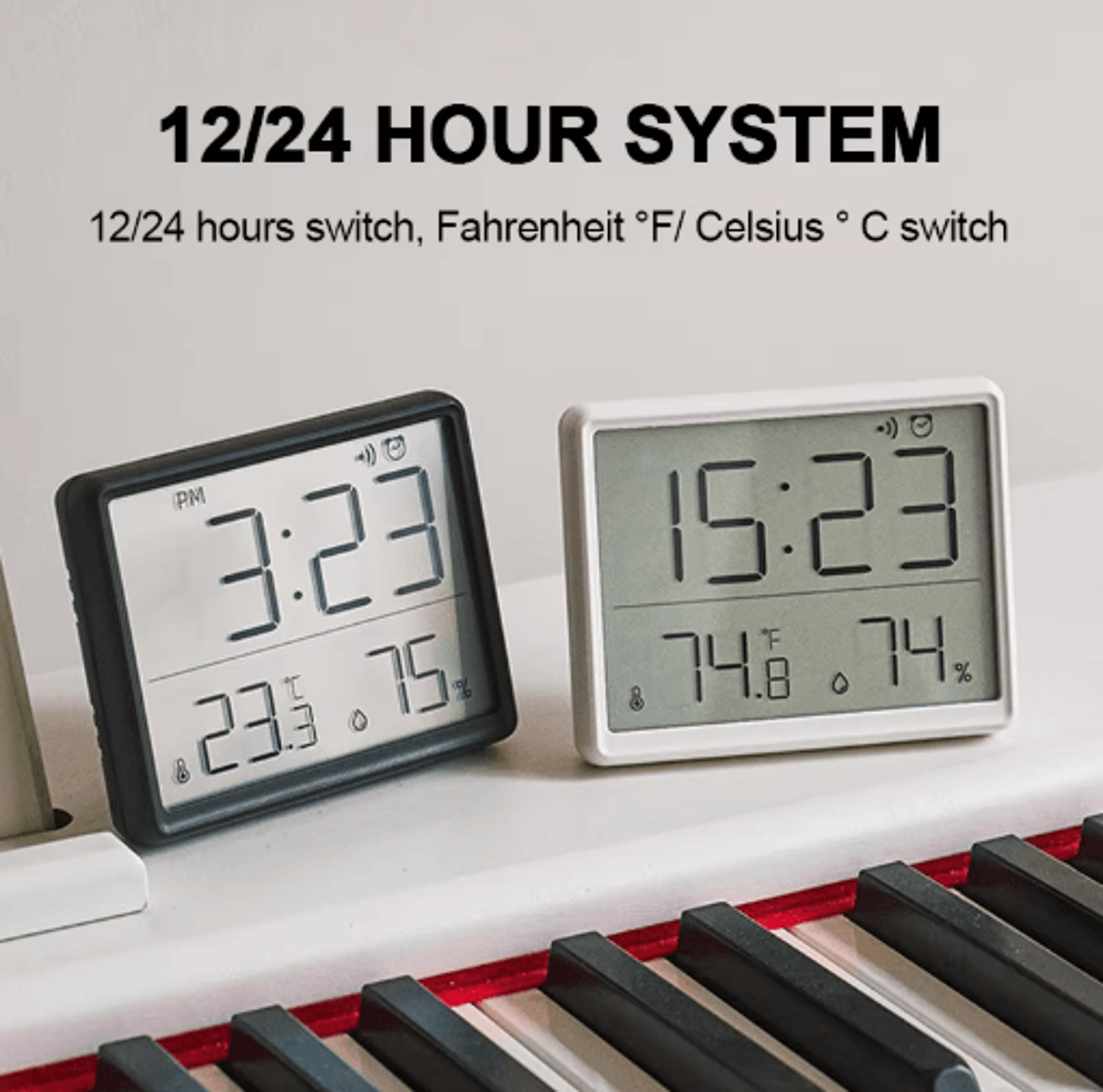 ultra thin digital alarm clock with temperature & hygrometer lcd magnetic desk clock