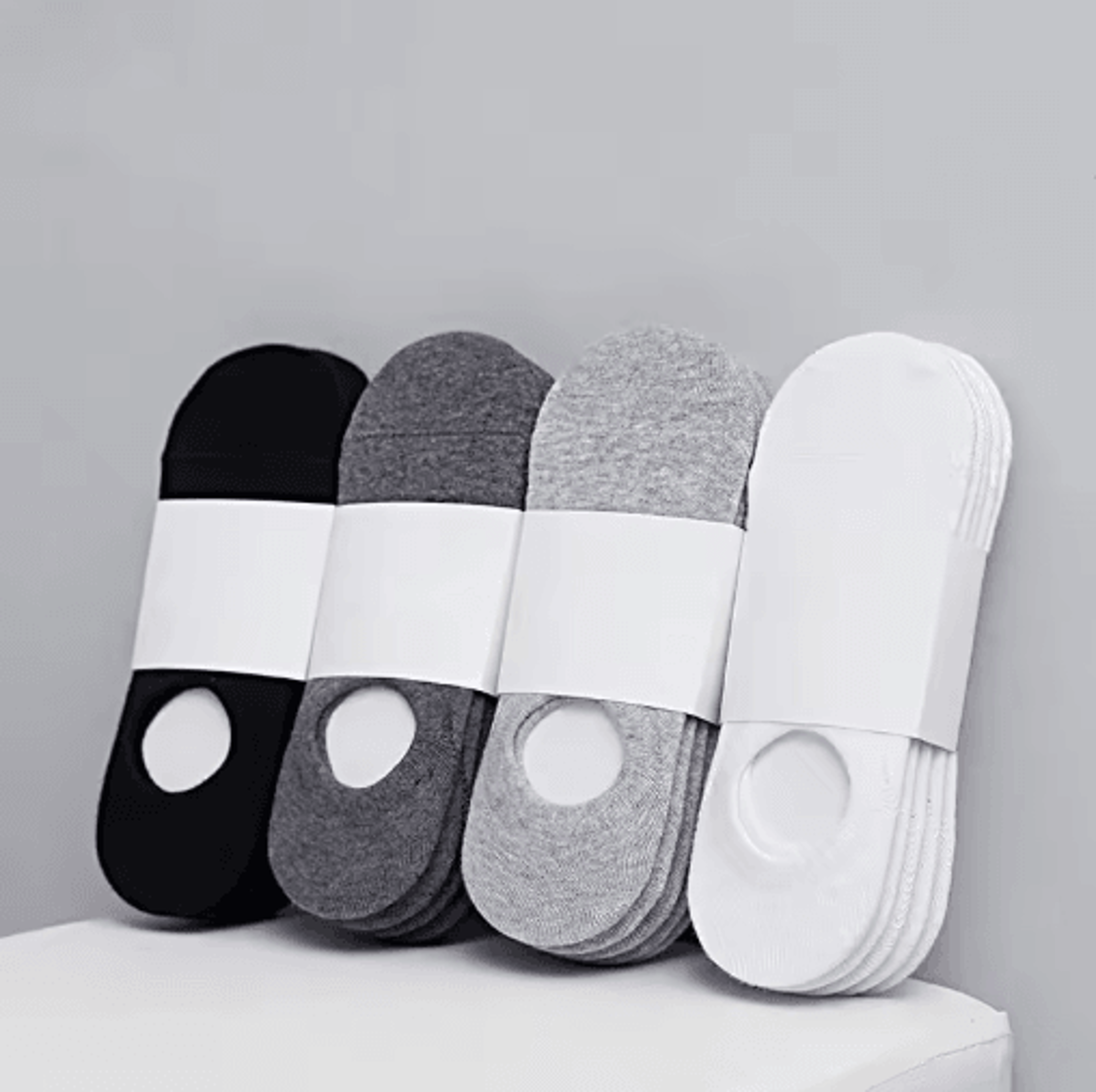 5-pair set mens invisible socks cotton no show ankle socks with silicone grip