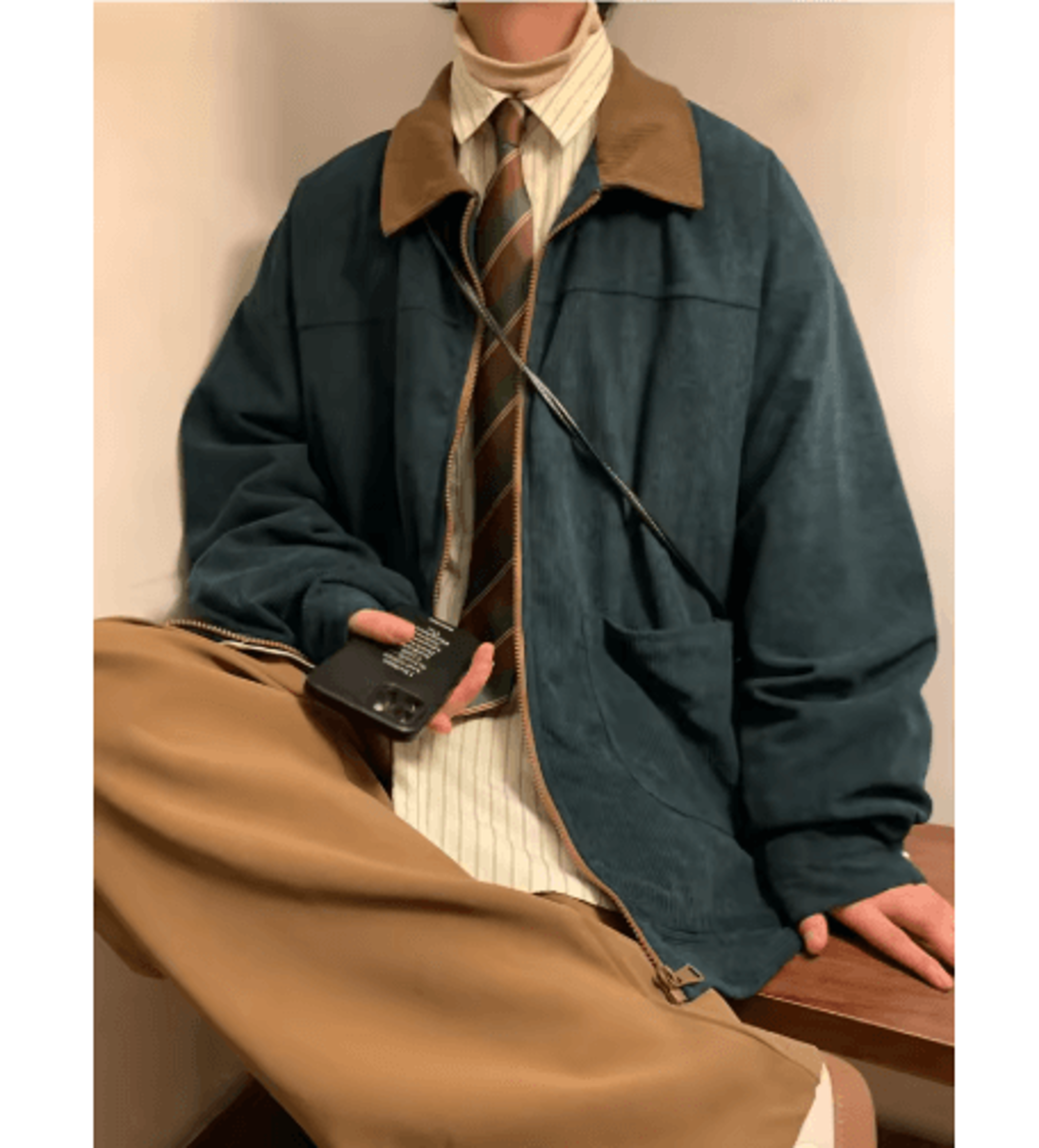 american vintage mens bomber jacket – loose fit cargo windbreaker zipper coat