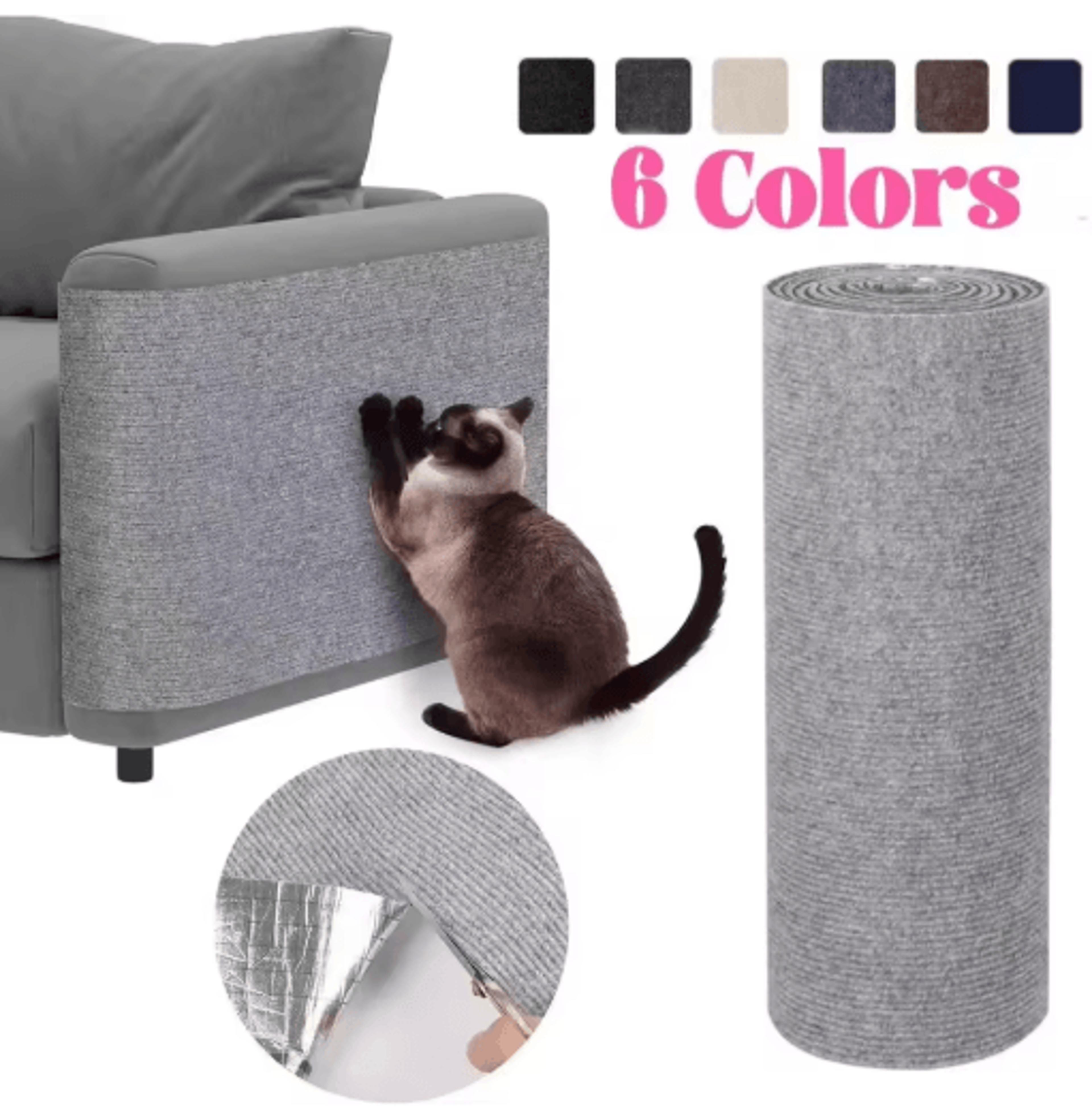 self-adhesive cat scratching mat – trimmable carpet protector for sofa & furniture