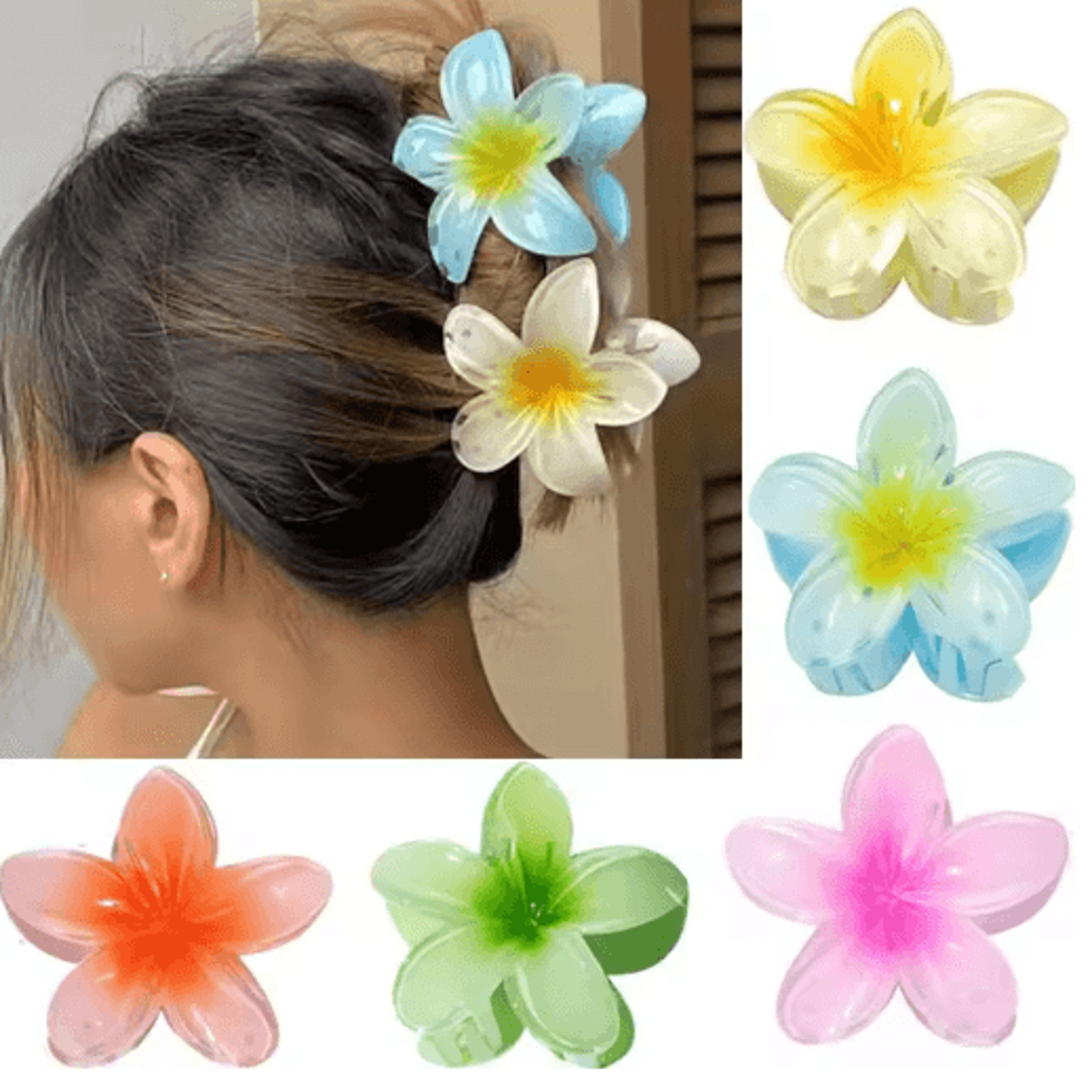 boho flower hair claw clip – large beach hair clamp for women & girls