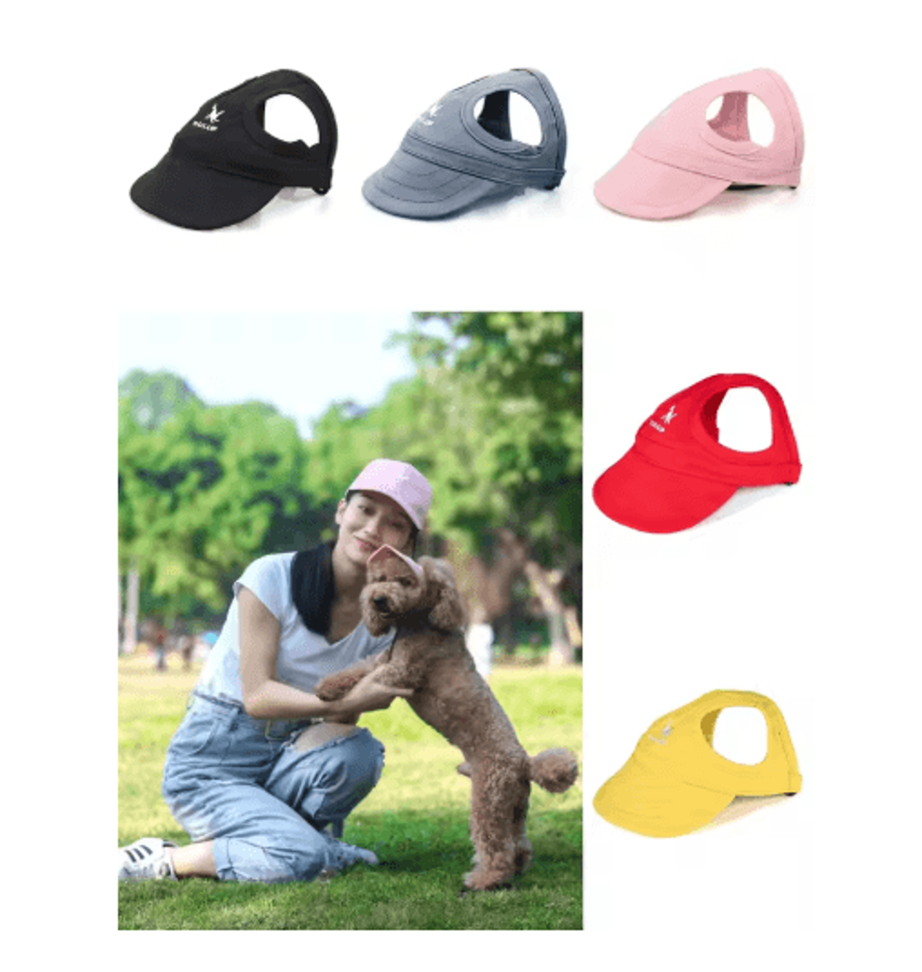 adjustable dog baseball cap cute pet sun hat with ear holes for outdoor use