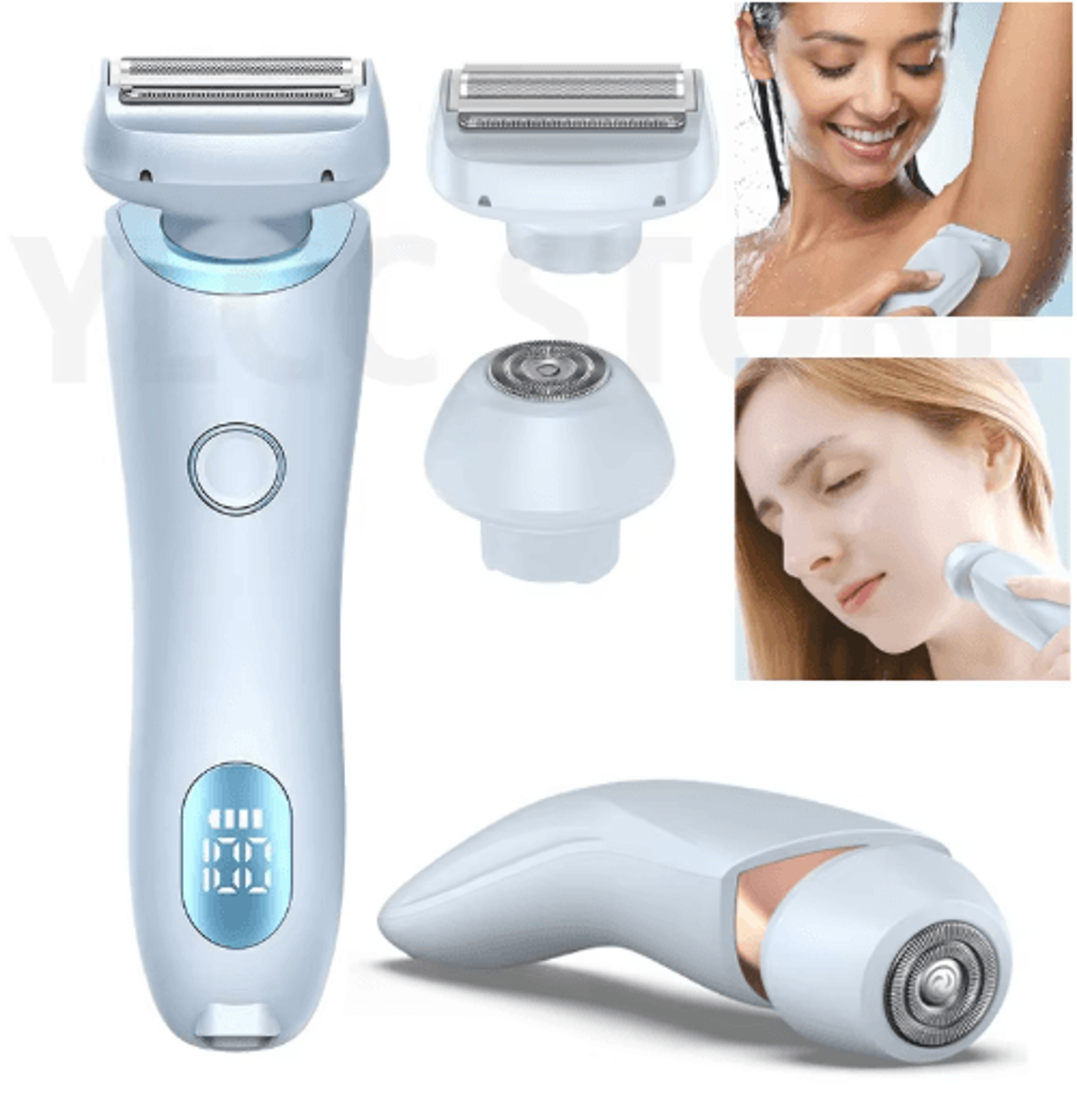 2-in-1 electric razor for women – waterproof bikini & body hair trimmer