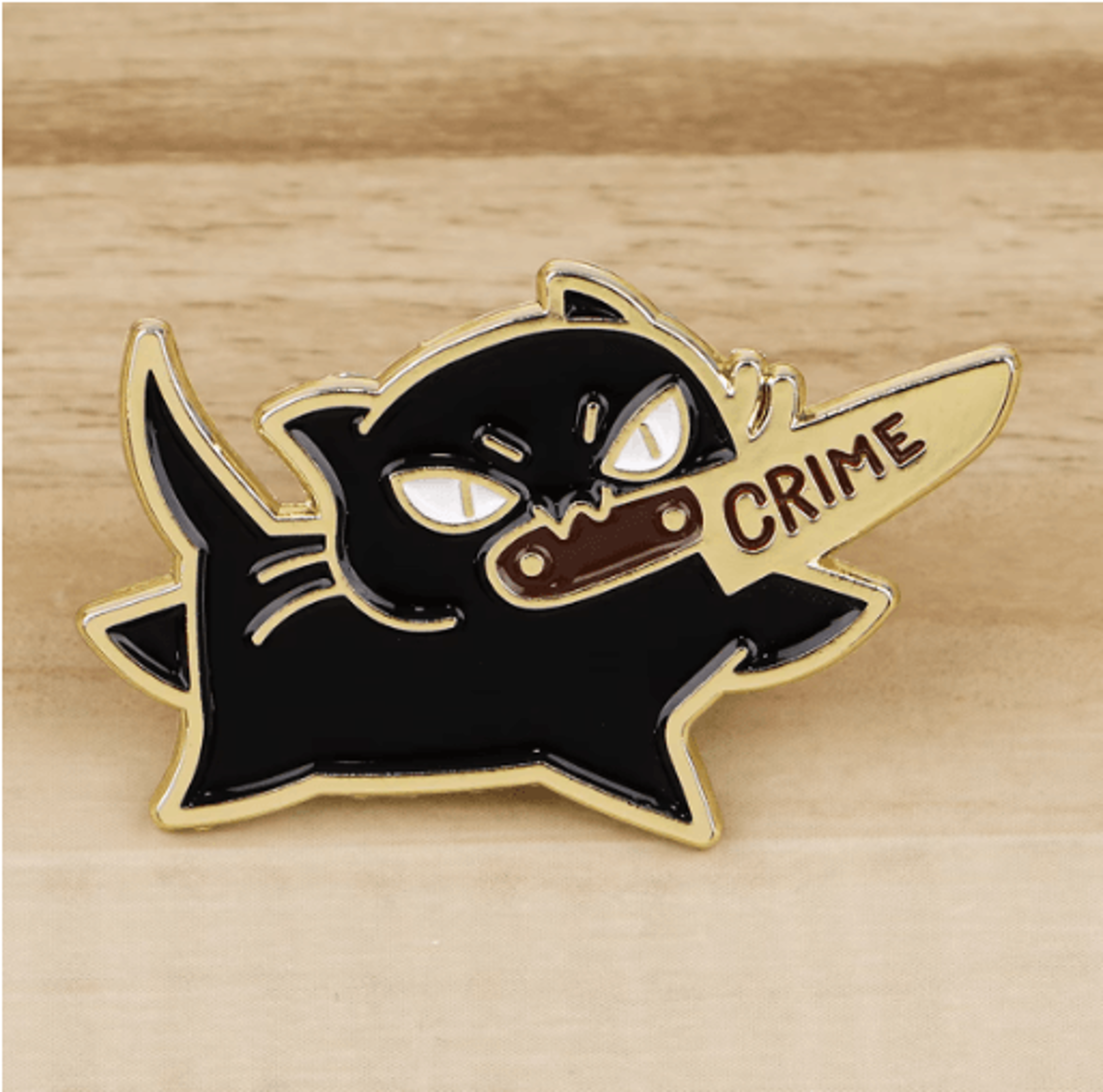 funny black cat enamel pin – cute animal lapel brooch for bags & outfits