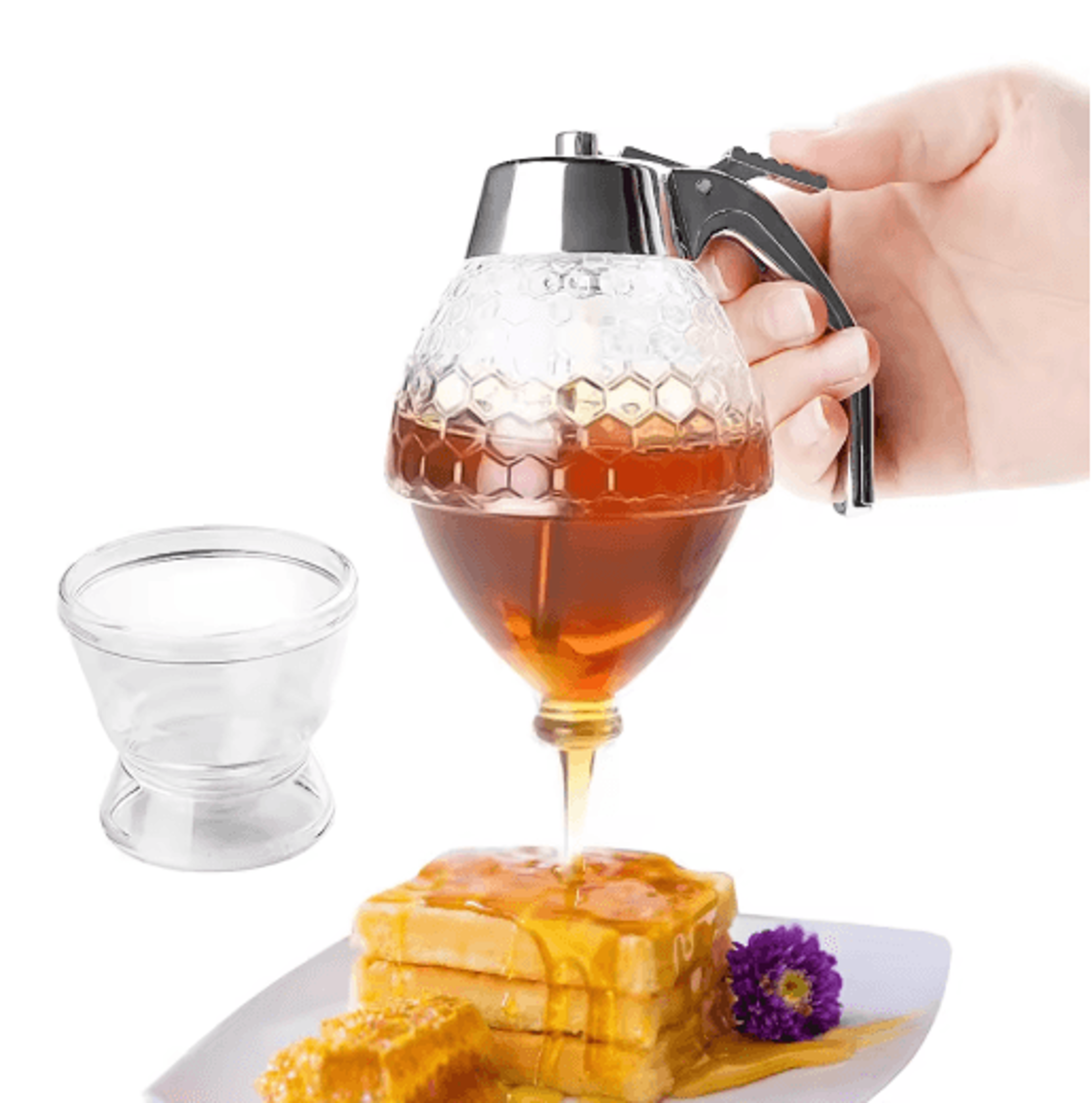 no-drip honey dispenser bottle squeeze syrup jar with stand for easy pouring