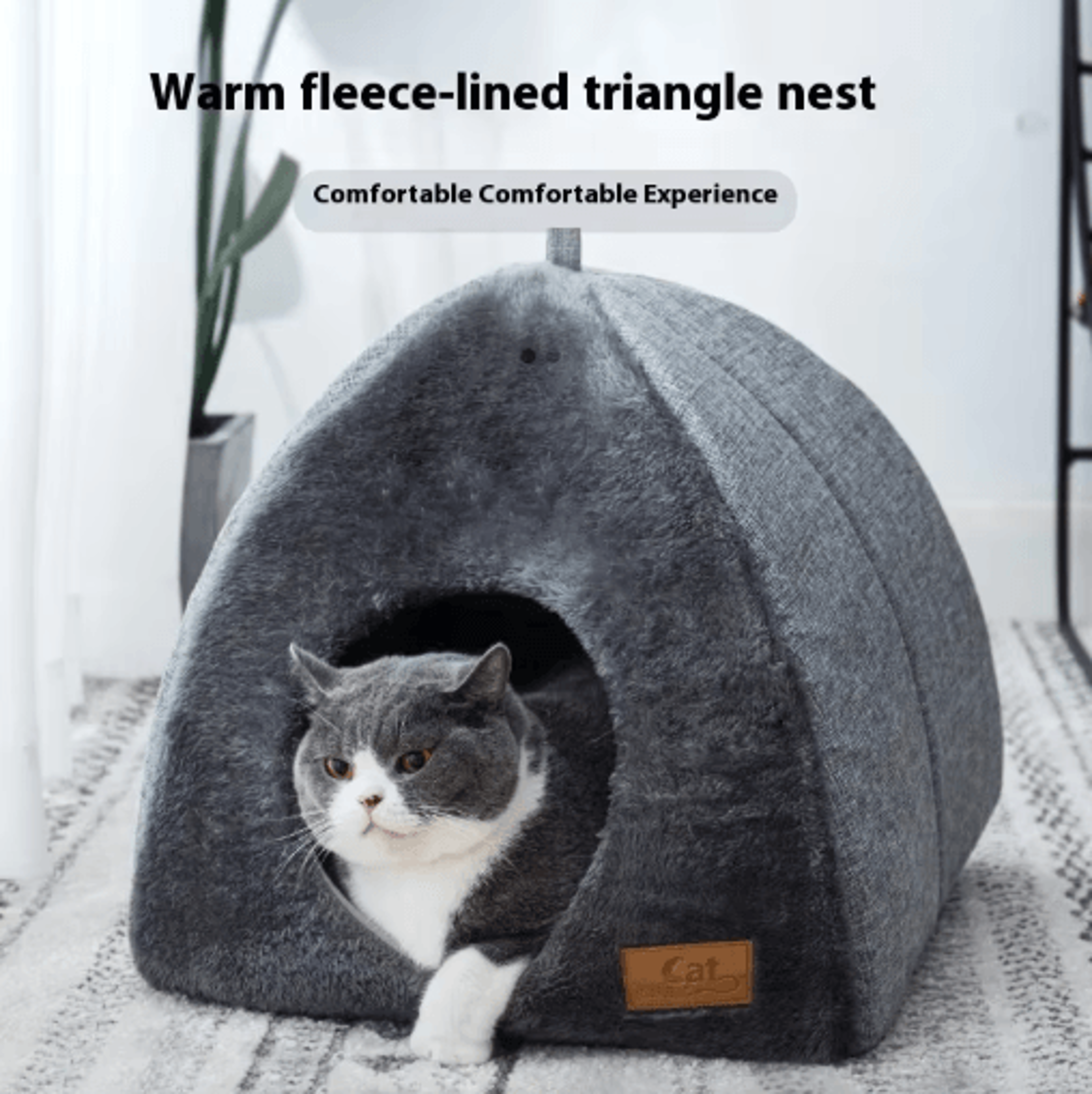 triangle cat cave bed warm enclosed pet nest for deep sleep comfort