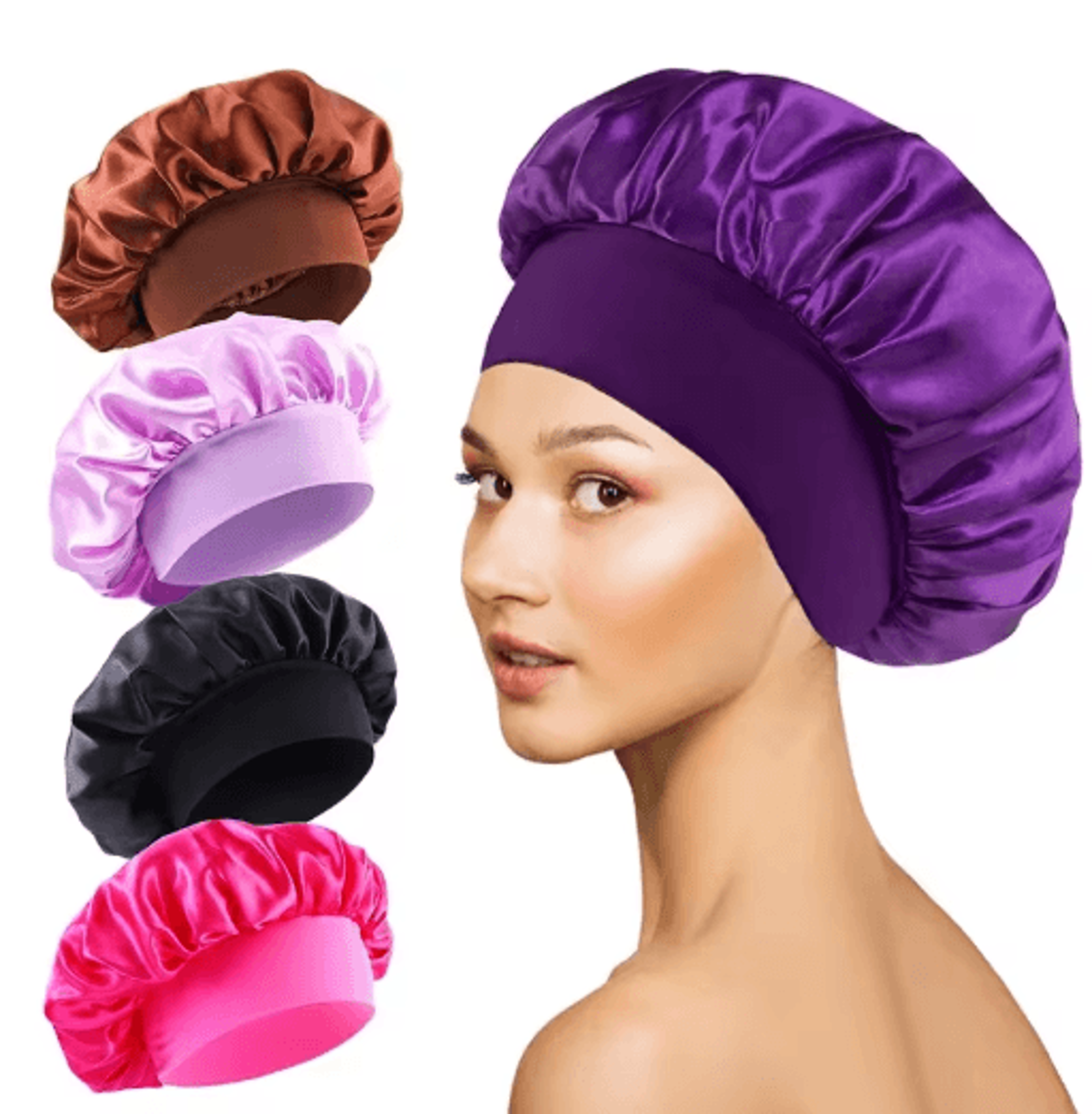 silk satin hair bonnet large satin sleep cap for hair protection & frizz control