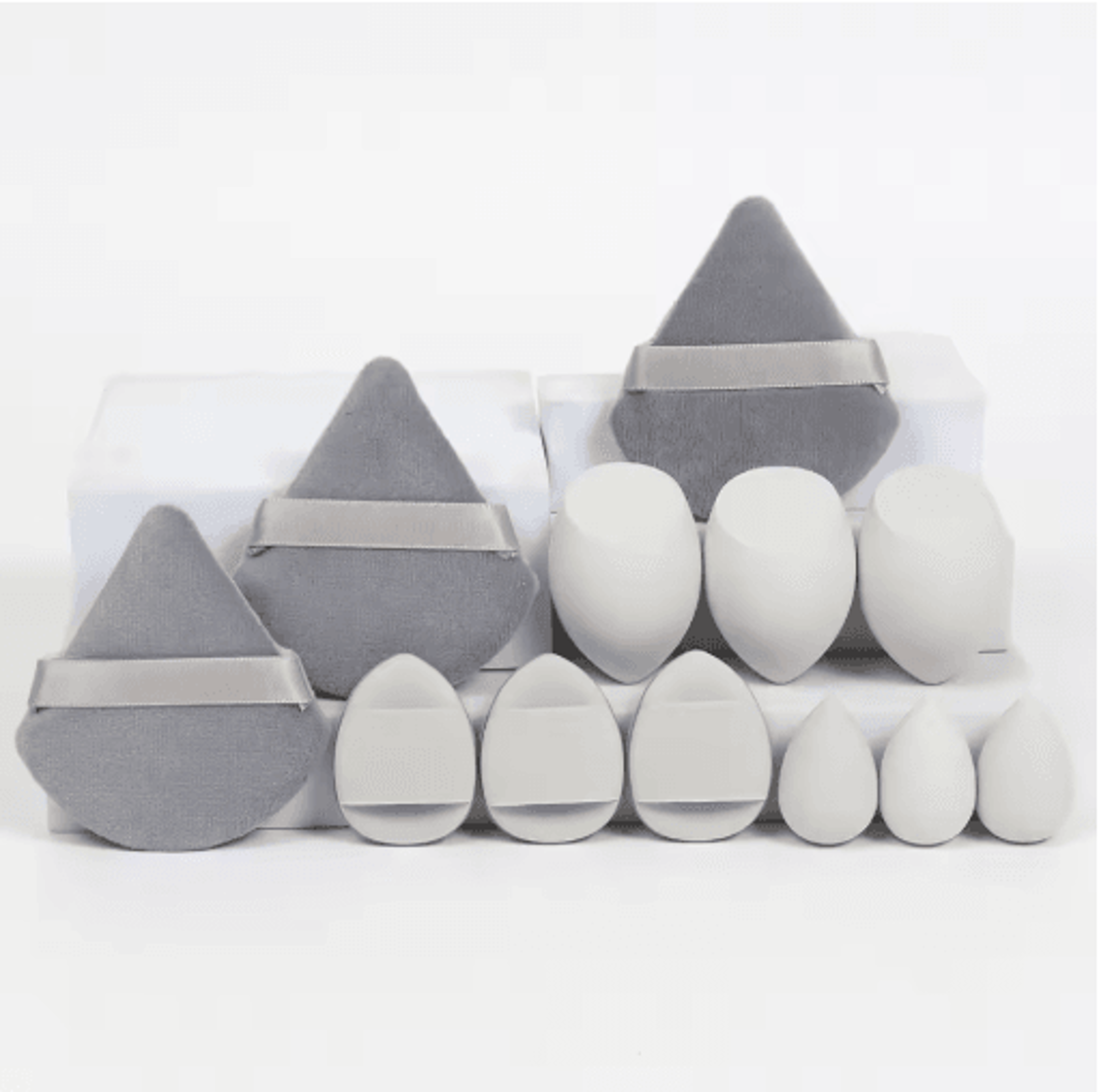 12-piece makeup sponge & powder puff set beauty blender kit with velvet triangle puffs