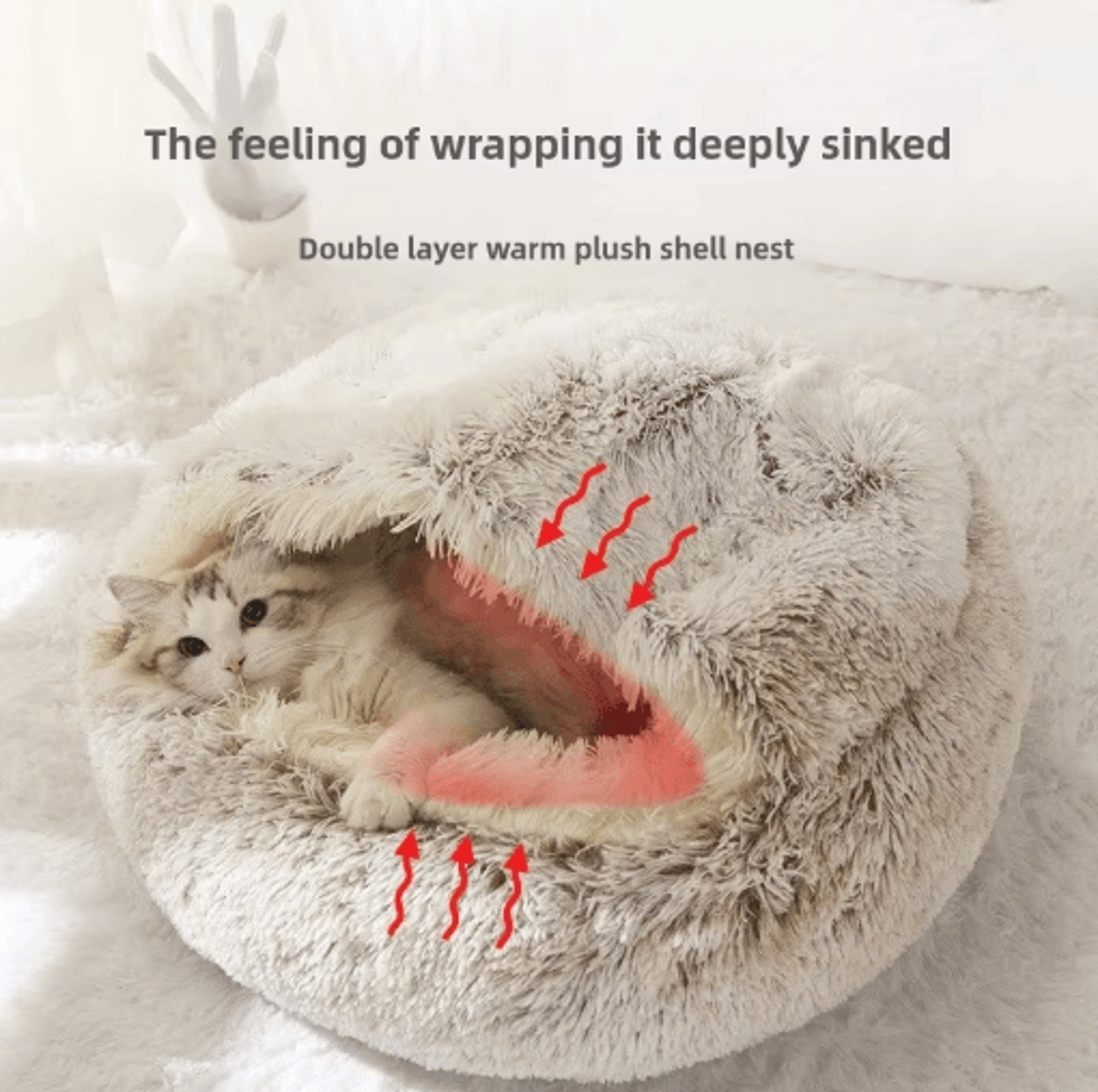 plush semi-enclosed cat bed warm winter pet nest for cozy comfort