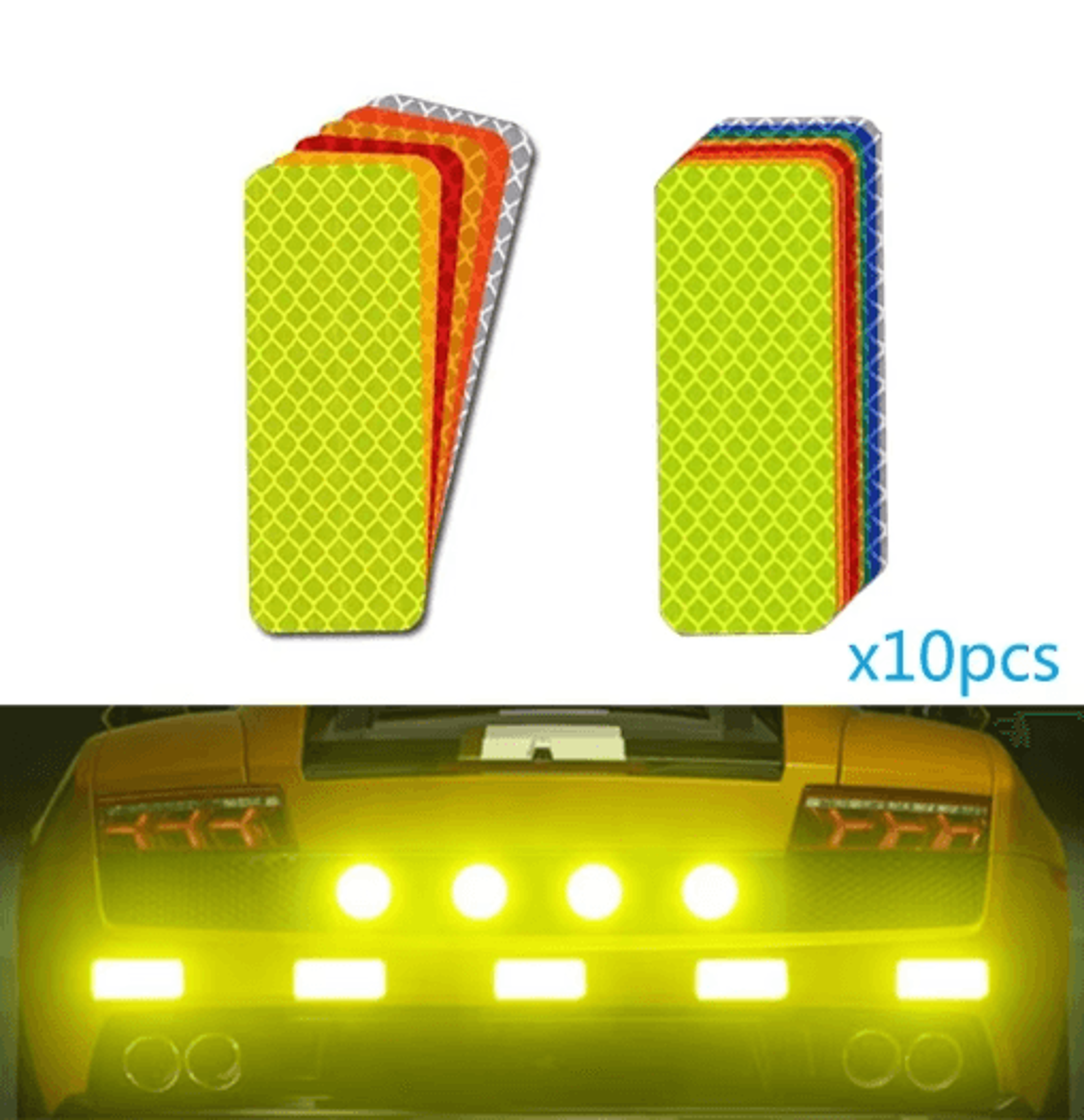 reflective car safety stickers 10pcs high visibility bumper warning strips