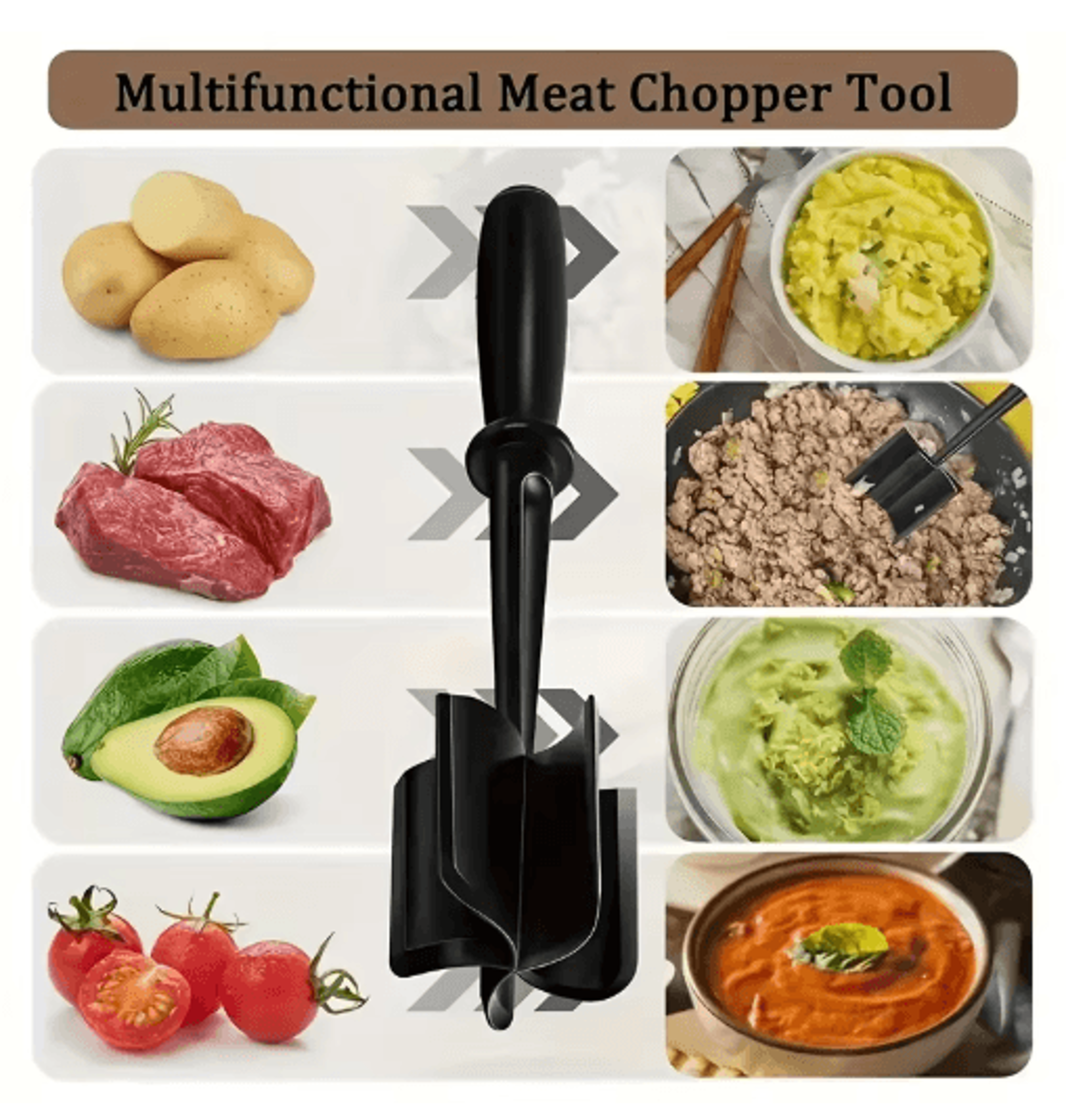 handheld meat chopper masher for easy ground meat mixing and cooking