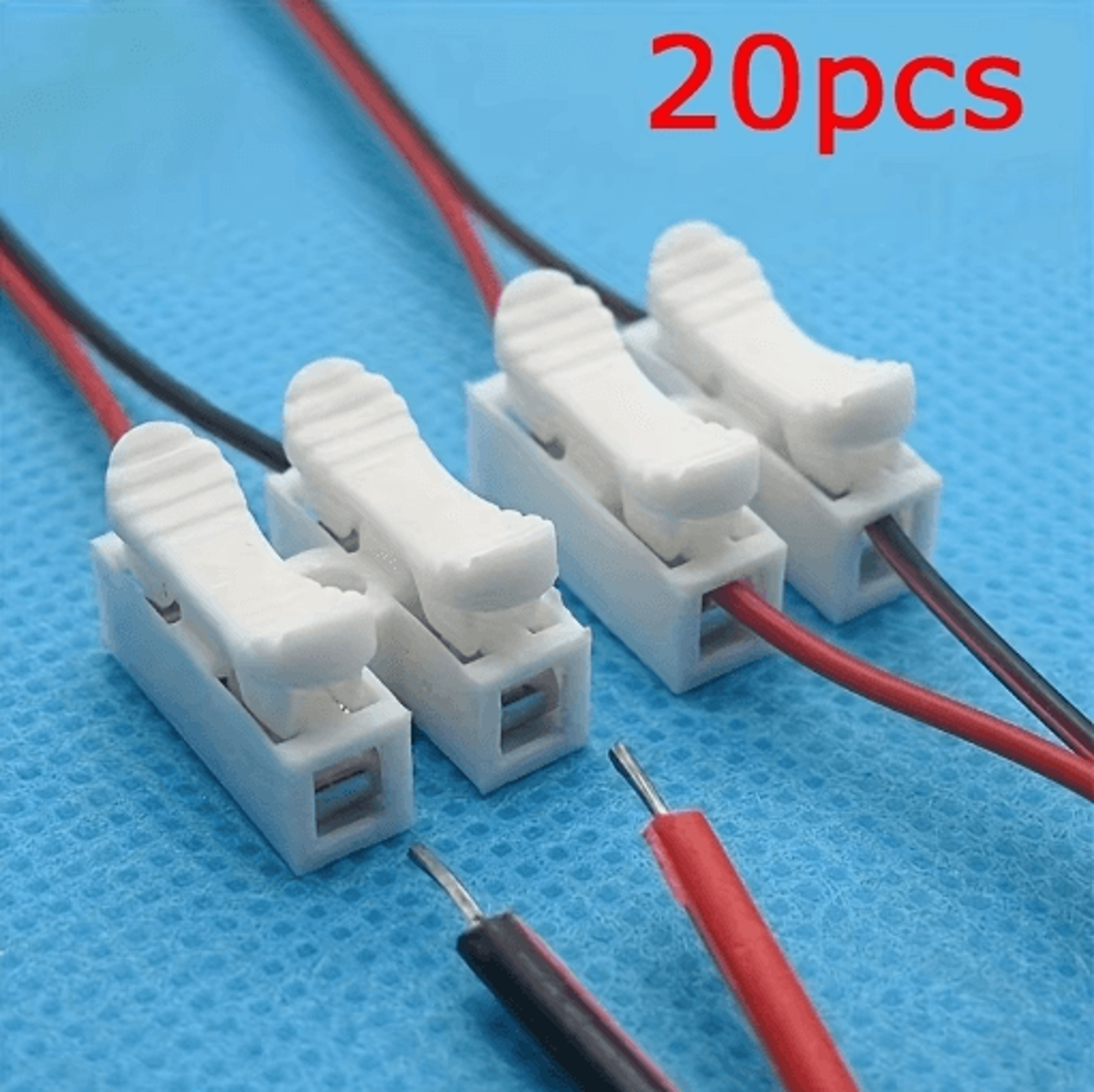 20pcs quick wire connector 2 pin spring clamp no solder terminal block