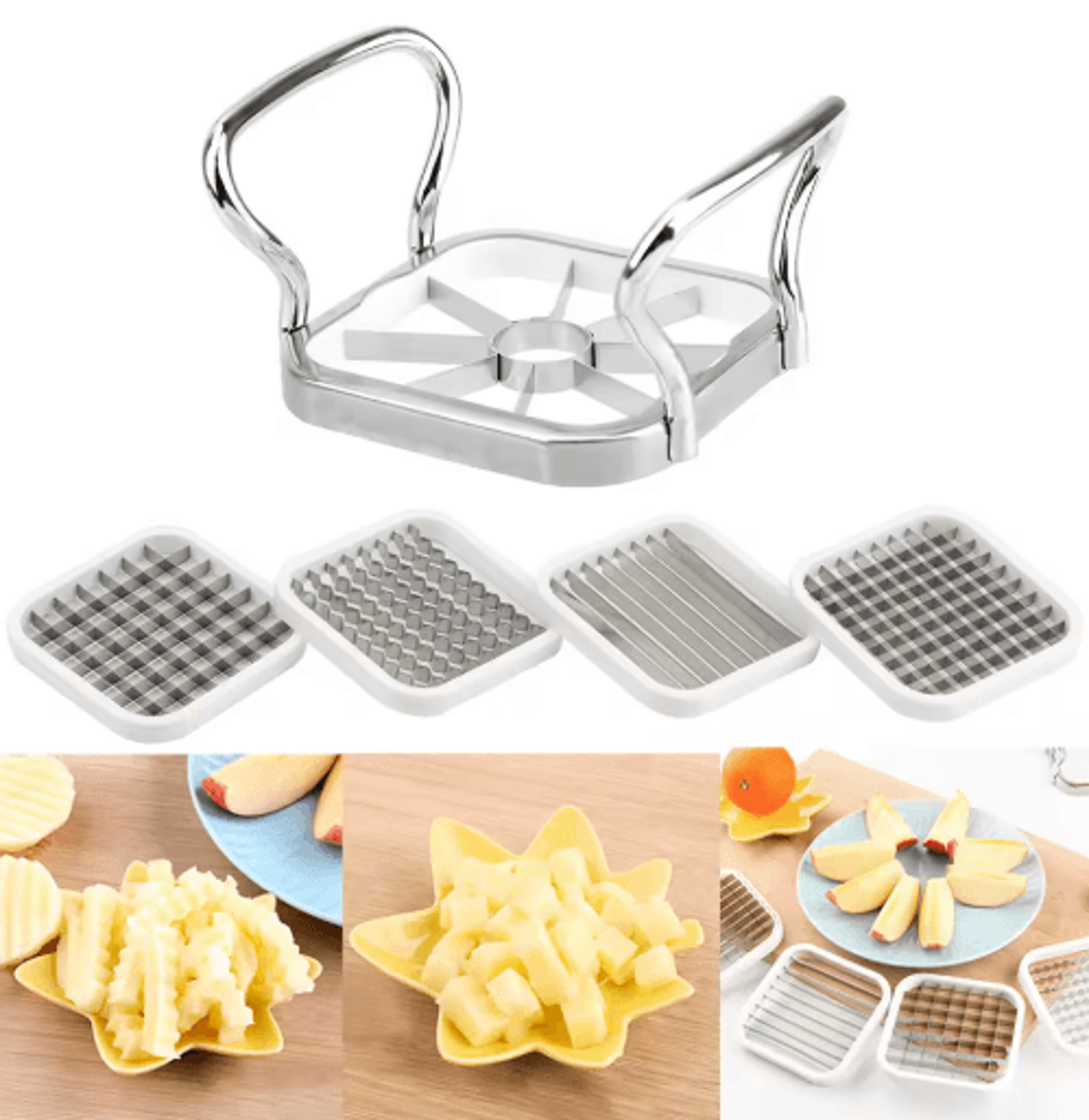 multi-functional stainless steel fruit & vegetable slicer for apples, potatoes & more