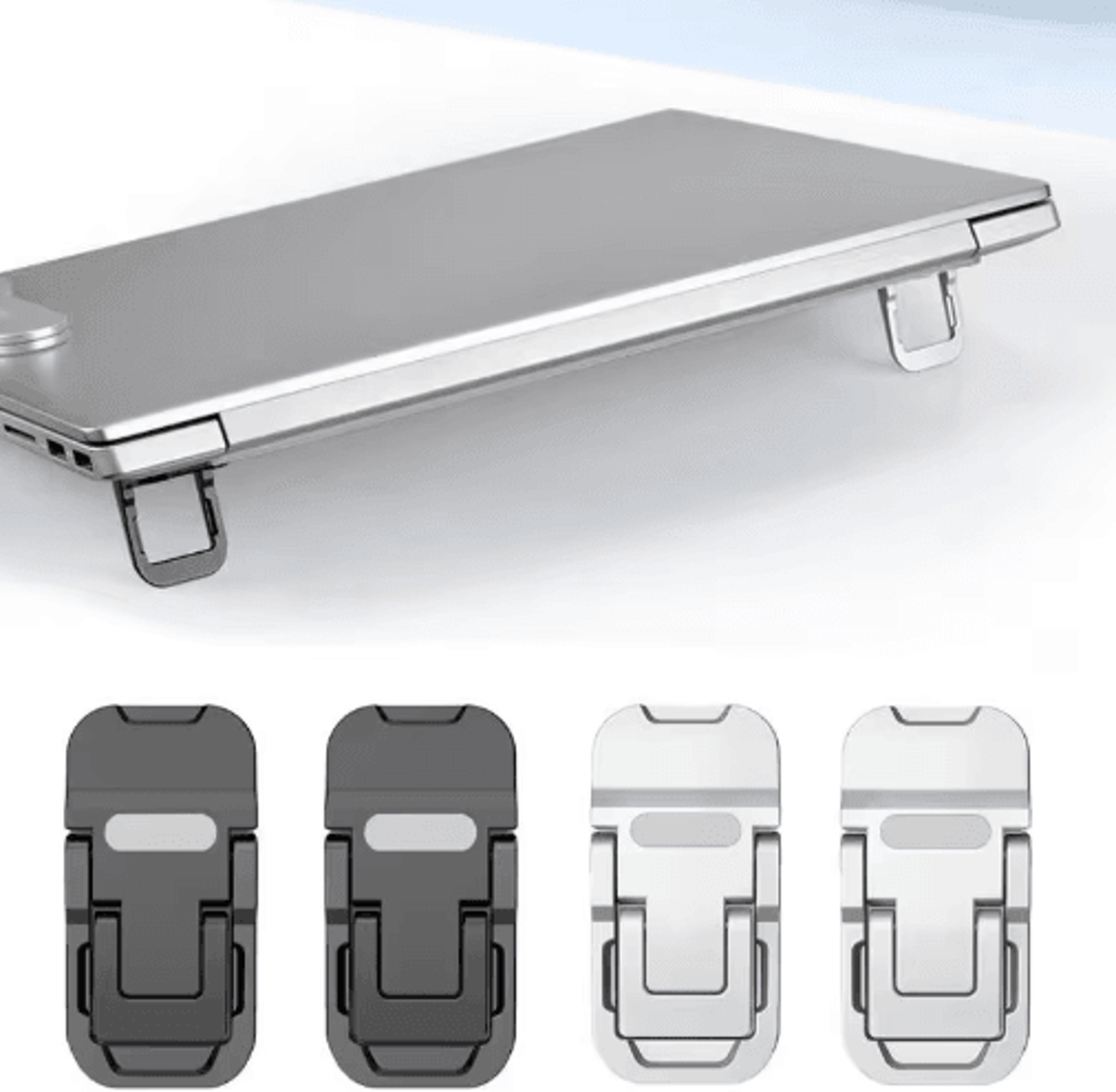 flexlift invisible laptop stand – mini foldable adhesive riser with dual angles