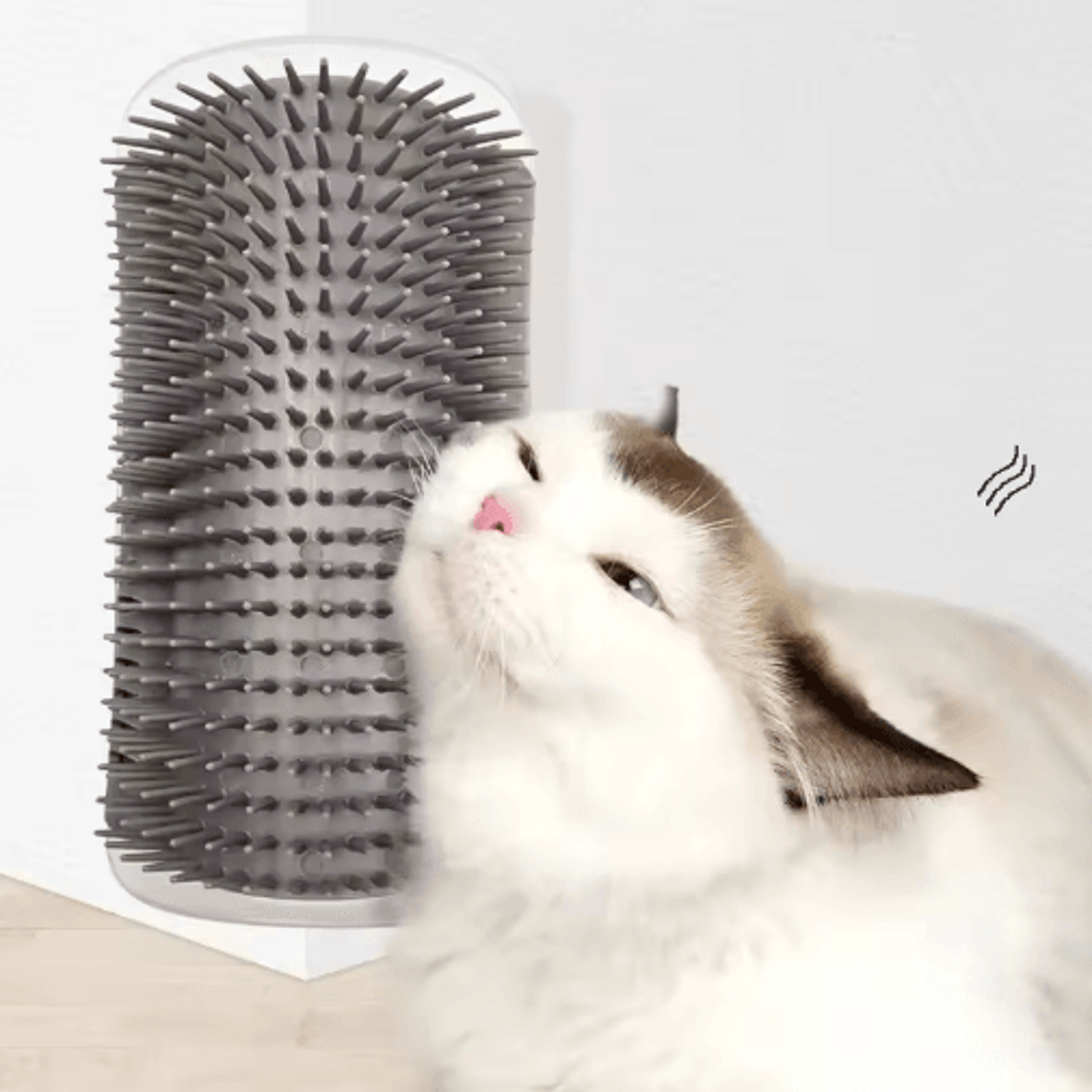 purrclean corner cat brush – self-grooming massage & hair removal scratcher