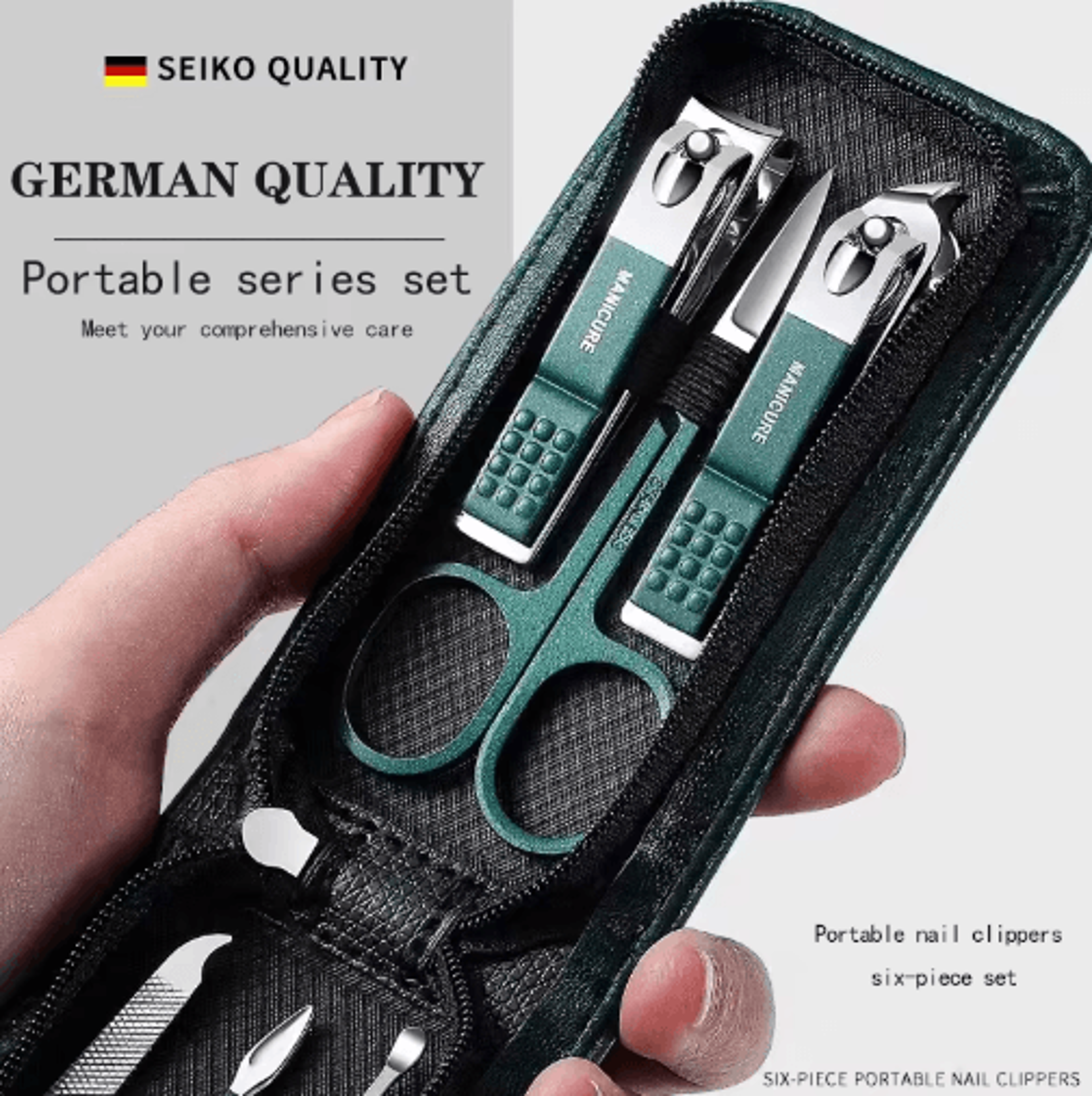 progroom 6 piece nail care kit nailportable manicure & pedicure tool set