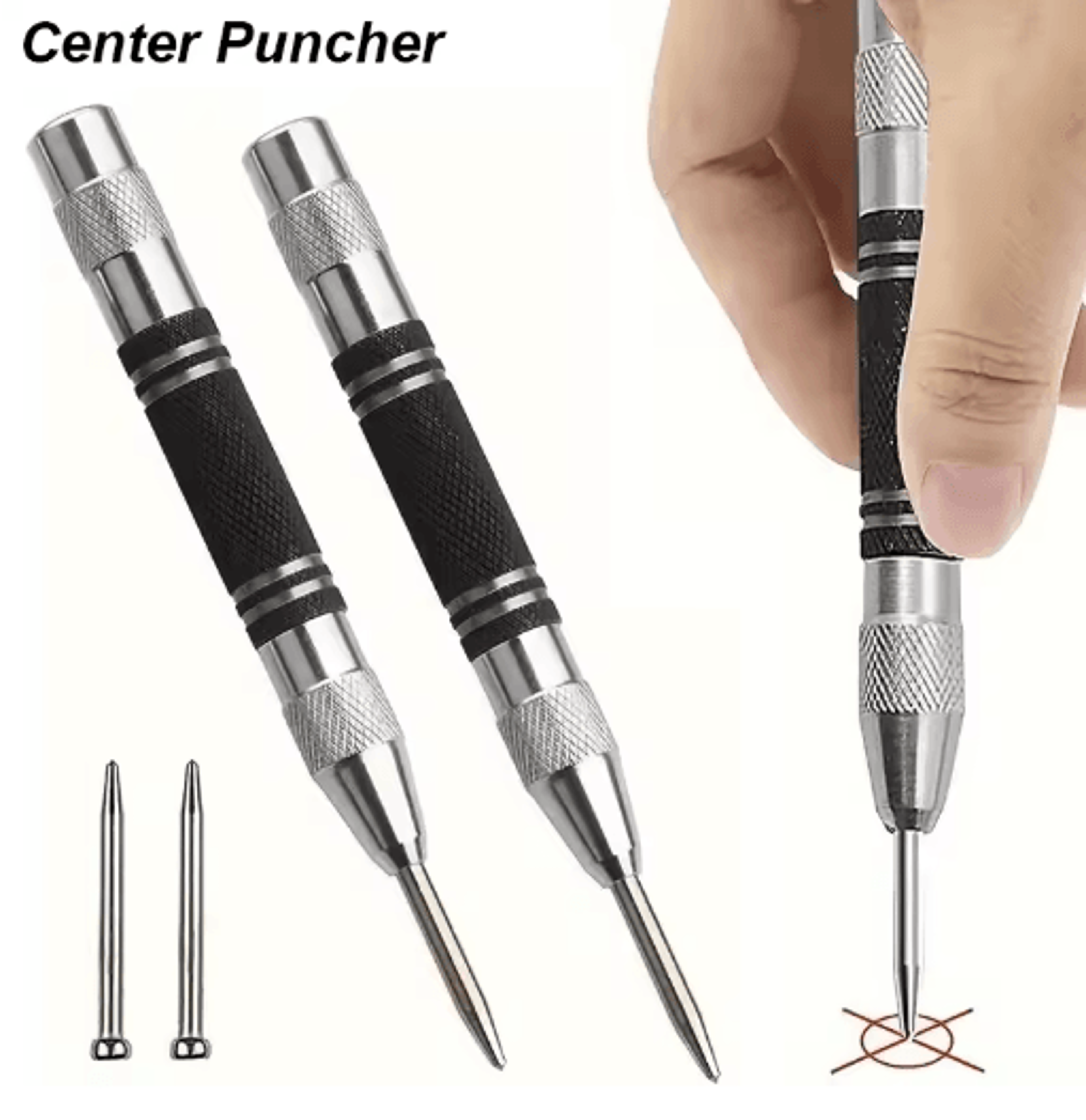 punch pro auto center punch tool heavy duty spring-loaded drill locator